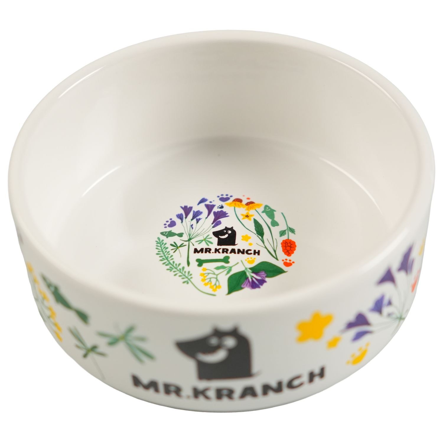 Миска Mr.Kranch керамическая для собак 420 мл Цветы Прованса васильковая