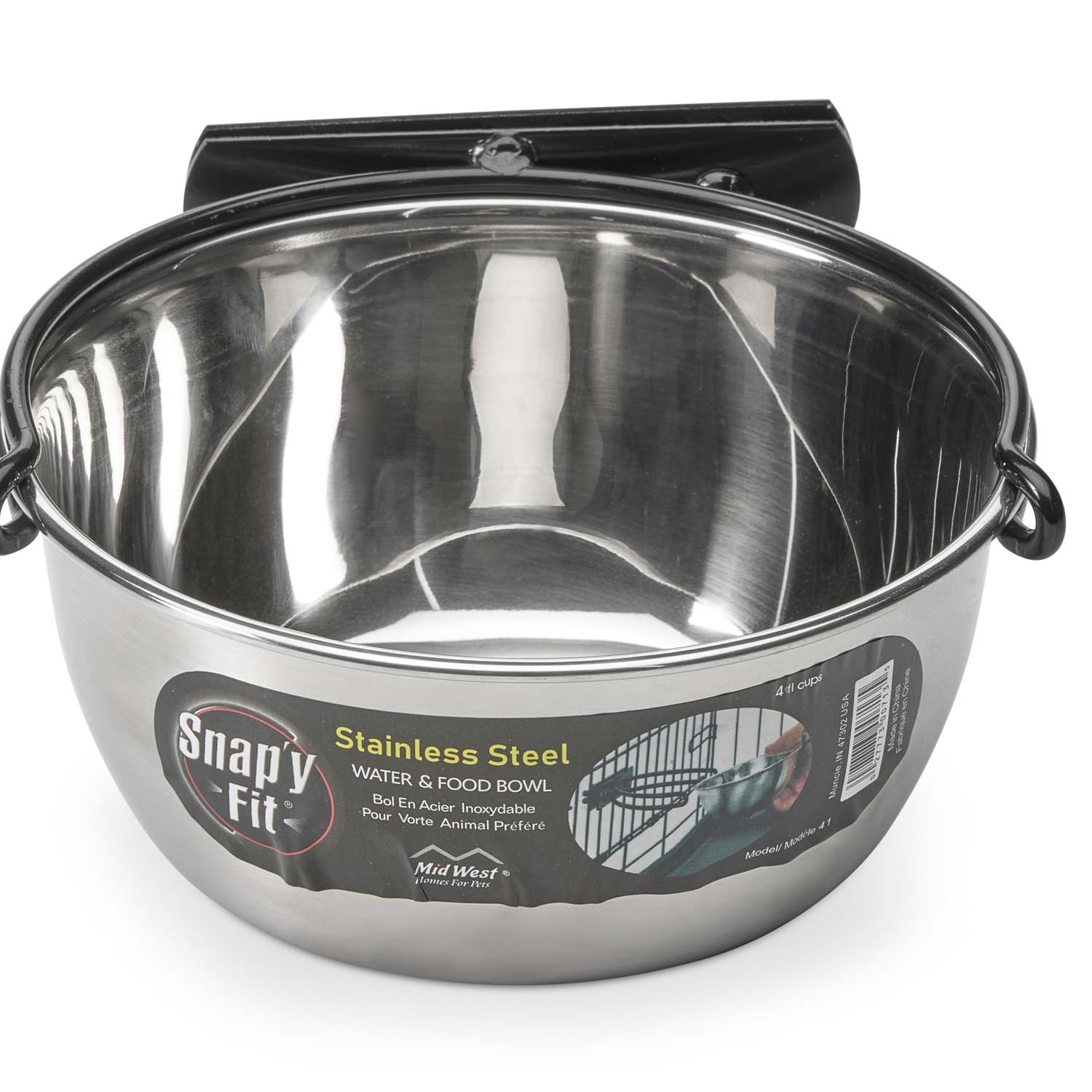 Миска MidWest для собак, для клеток и вольеров 950 мл нержавеющая сталь