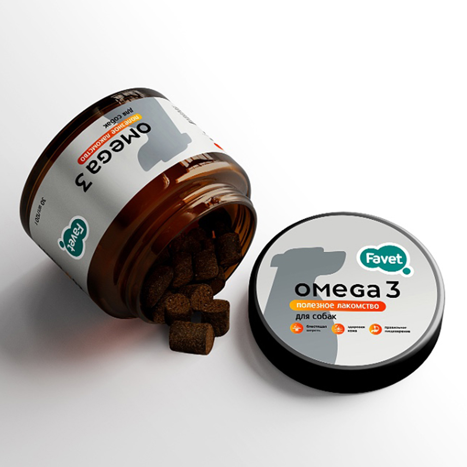 Favet Полезное лакомство Omega 3 SoftChews качество шерсти для собак, 120г