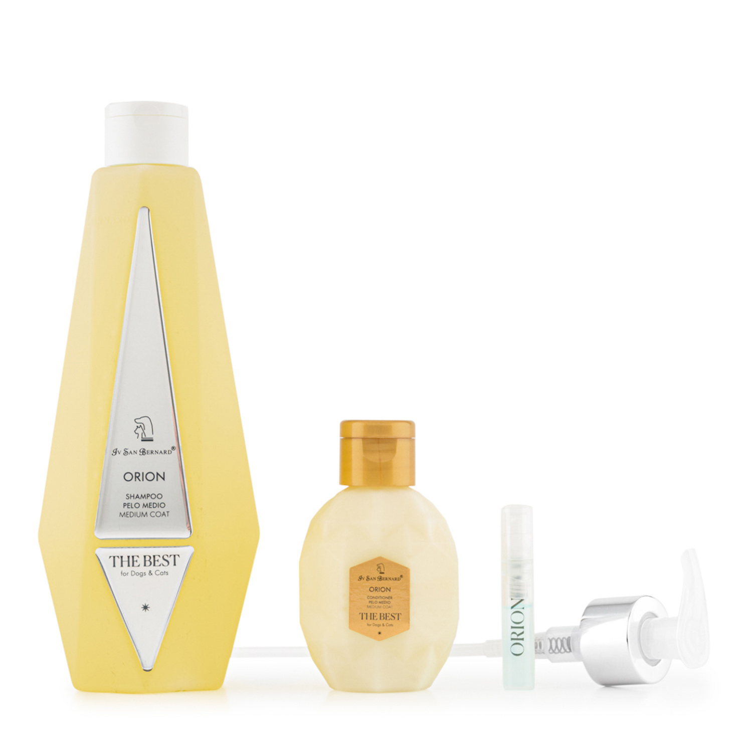 ISB The Best line Набор Orion шампунь для средней шерсти 550 мл, кондиционер 120 мл + парфюм 2 мл в подарок СКИДКА 40%