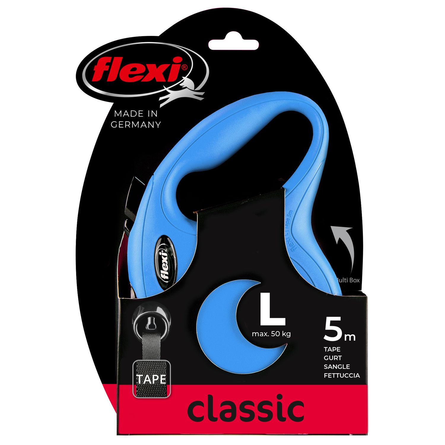 flexi рулетка New Classic L (до 50 кг) лента 5 м синяя