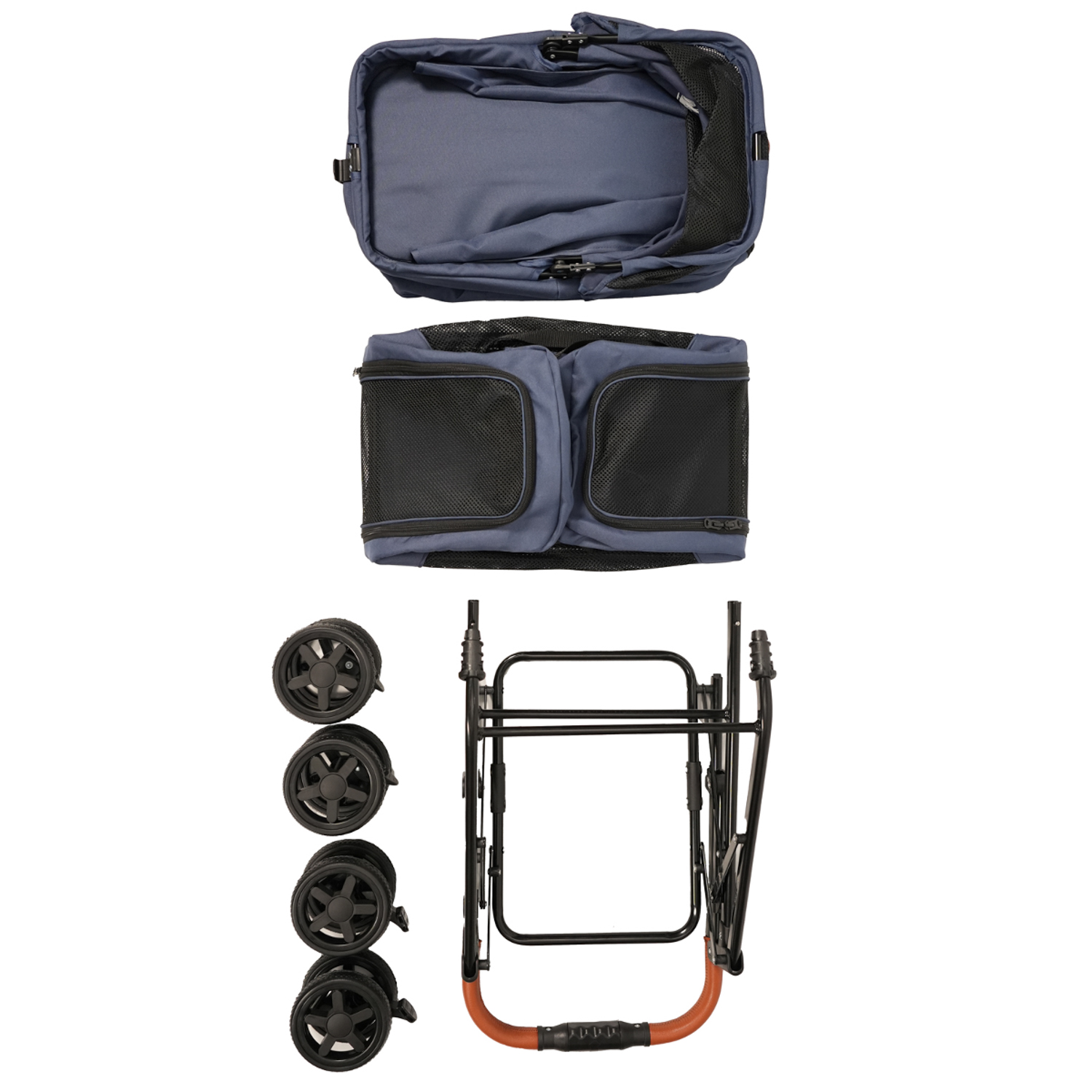 Коляска прогулочная Mr.Kranch для собак и кошек двойная (макс. нагрузка 10+10 кг) голубая