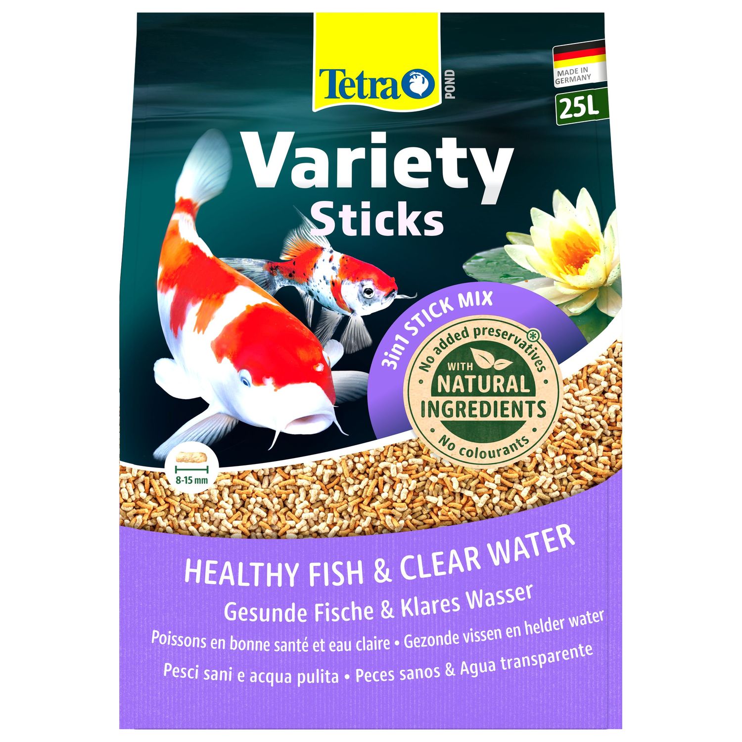 Корм Tetra Pond Variety Sticks для прудовых рыб (3 вида палочек) 25 л