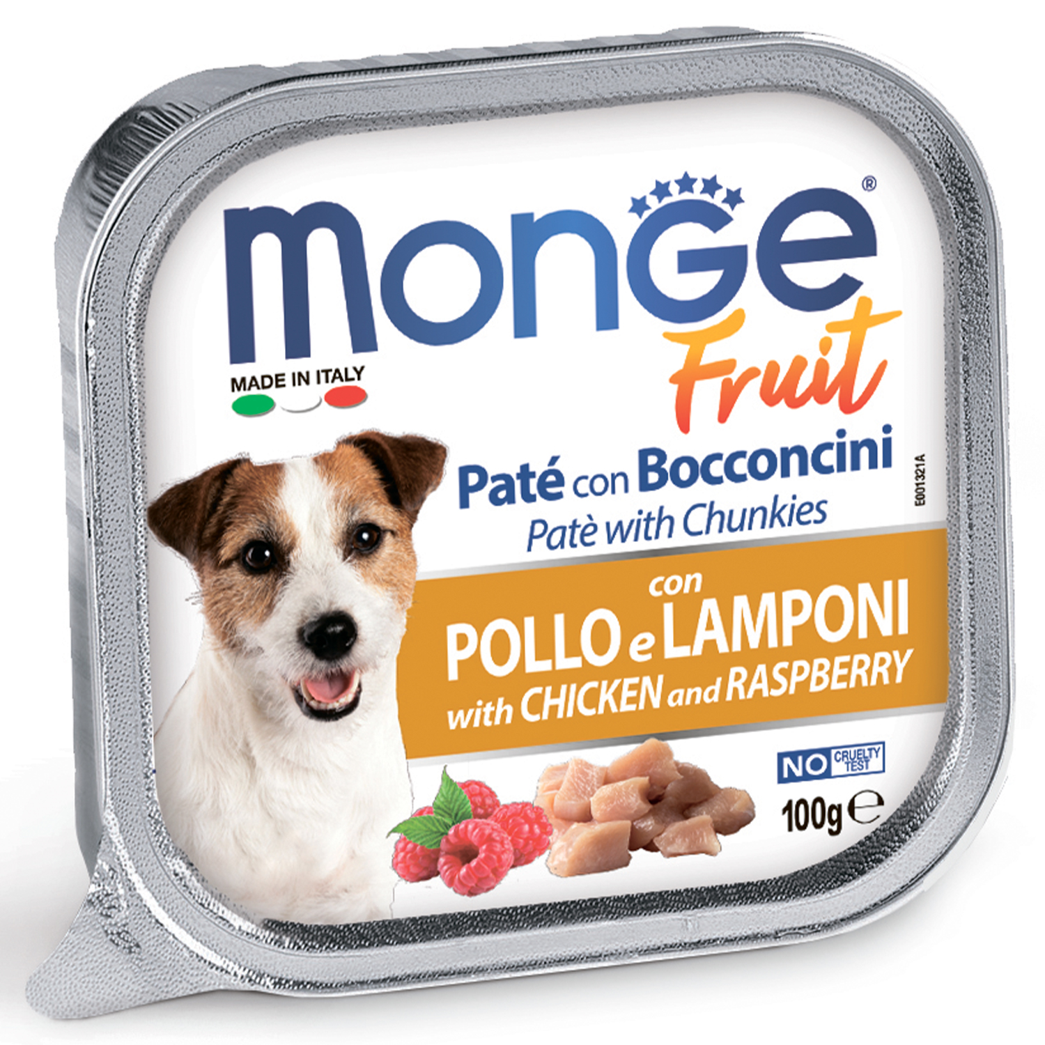 Влажный корм Monge Dog Fruit для собак, с курицей и малиной, консервы 100 г