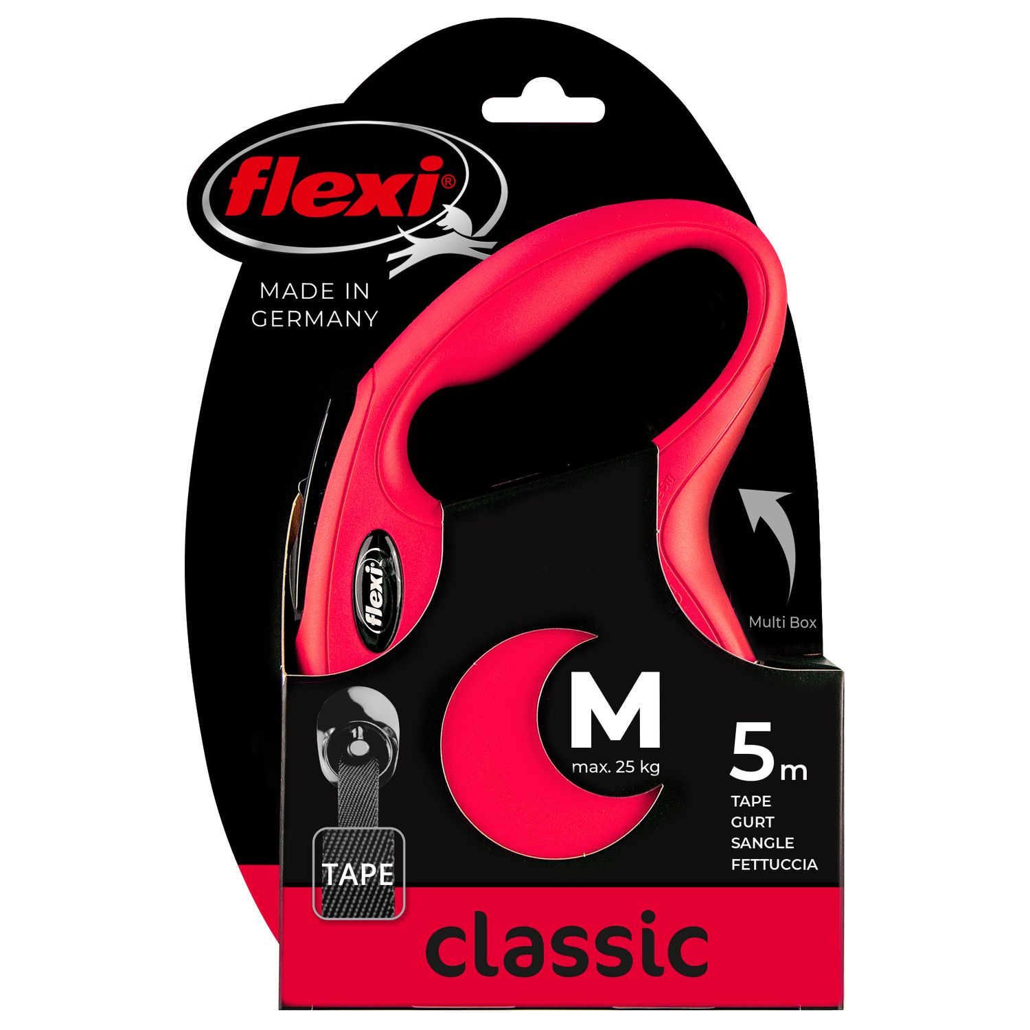 flexi рулетка New Classic M (до 25 кг) 5 м лента красная