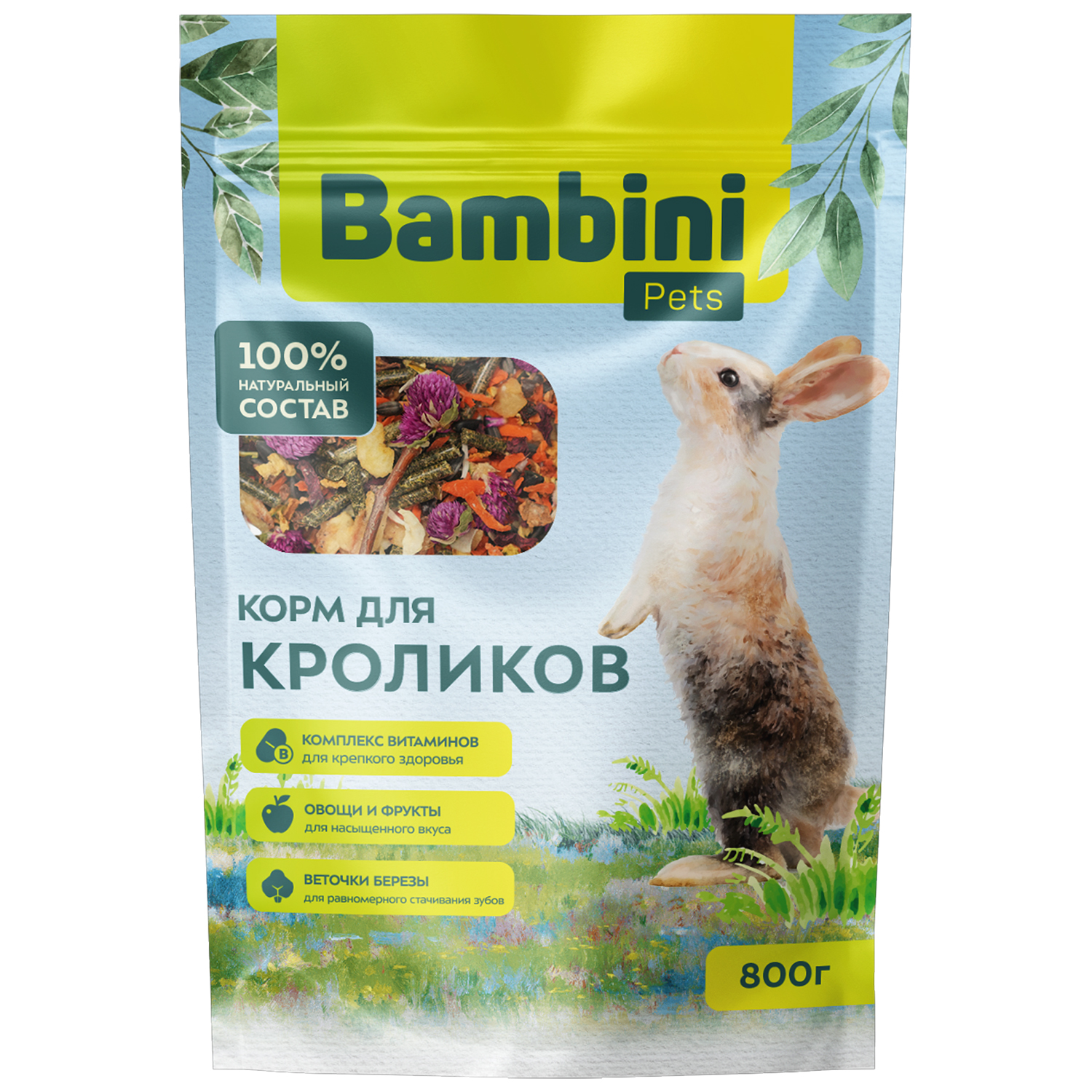 Корм Bambini Pets для кроликов, 800 г