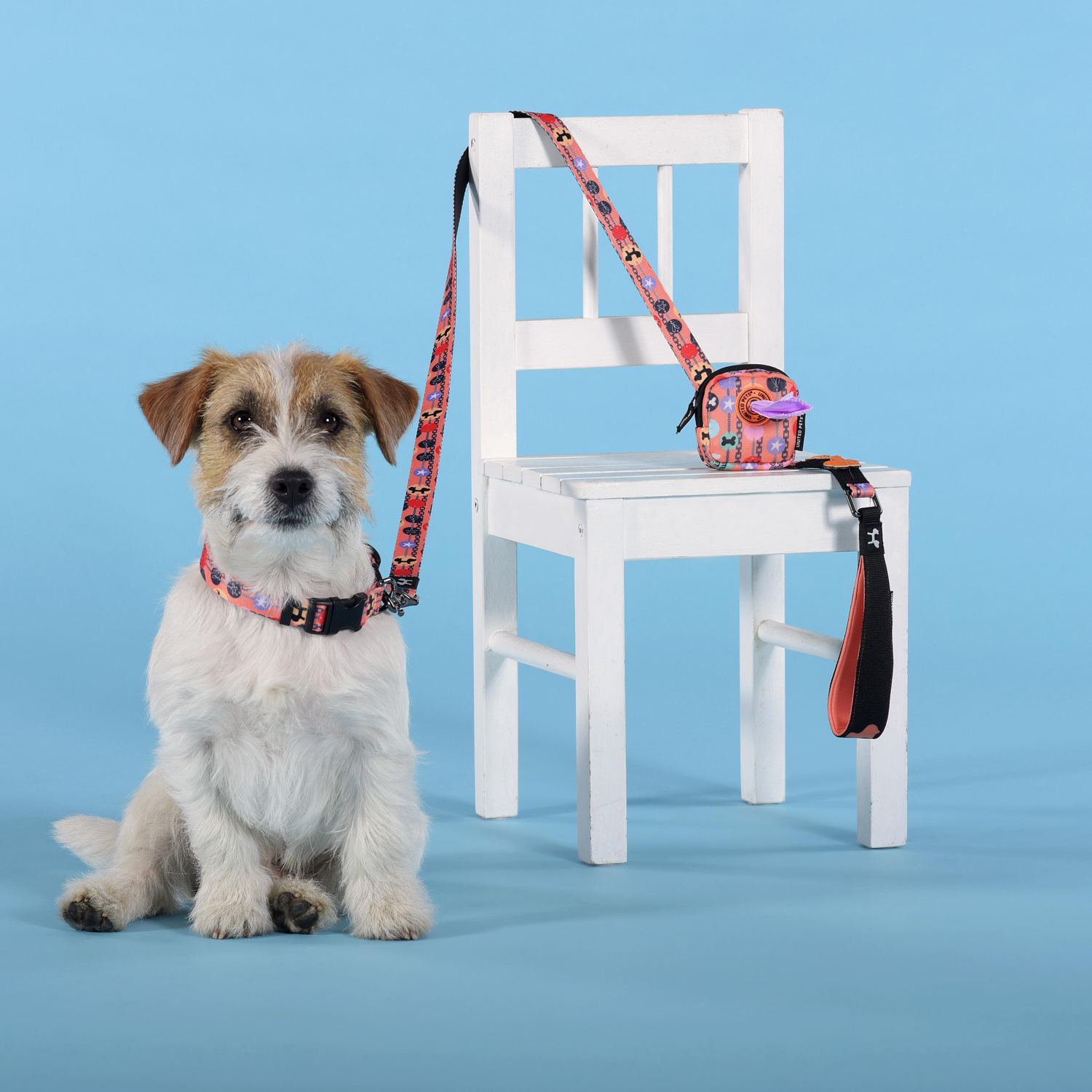 Поводок United Pets для собак Complete me Forever 120 см, 25 мм, оранжевый с рисунком СКИДКА 40%