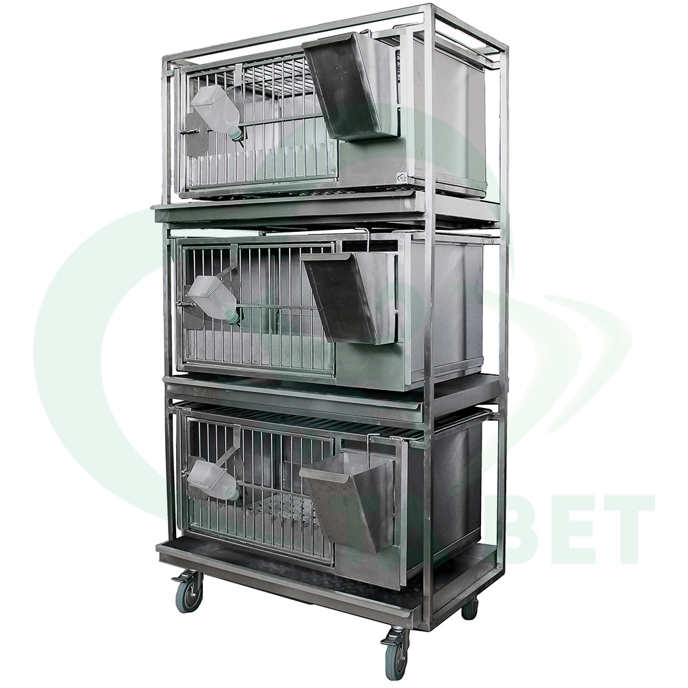 ТД ВЕТ Модуль клеток для лабораторных кроликов 950х500х1700(1860)h с колесами