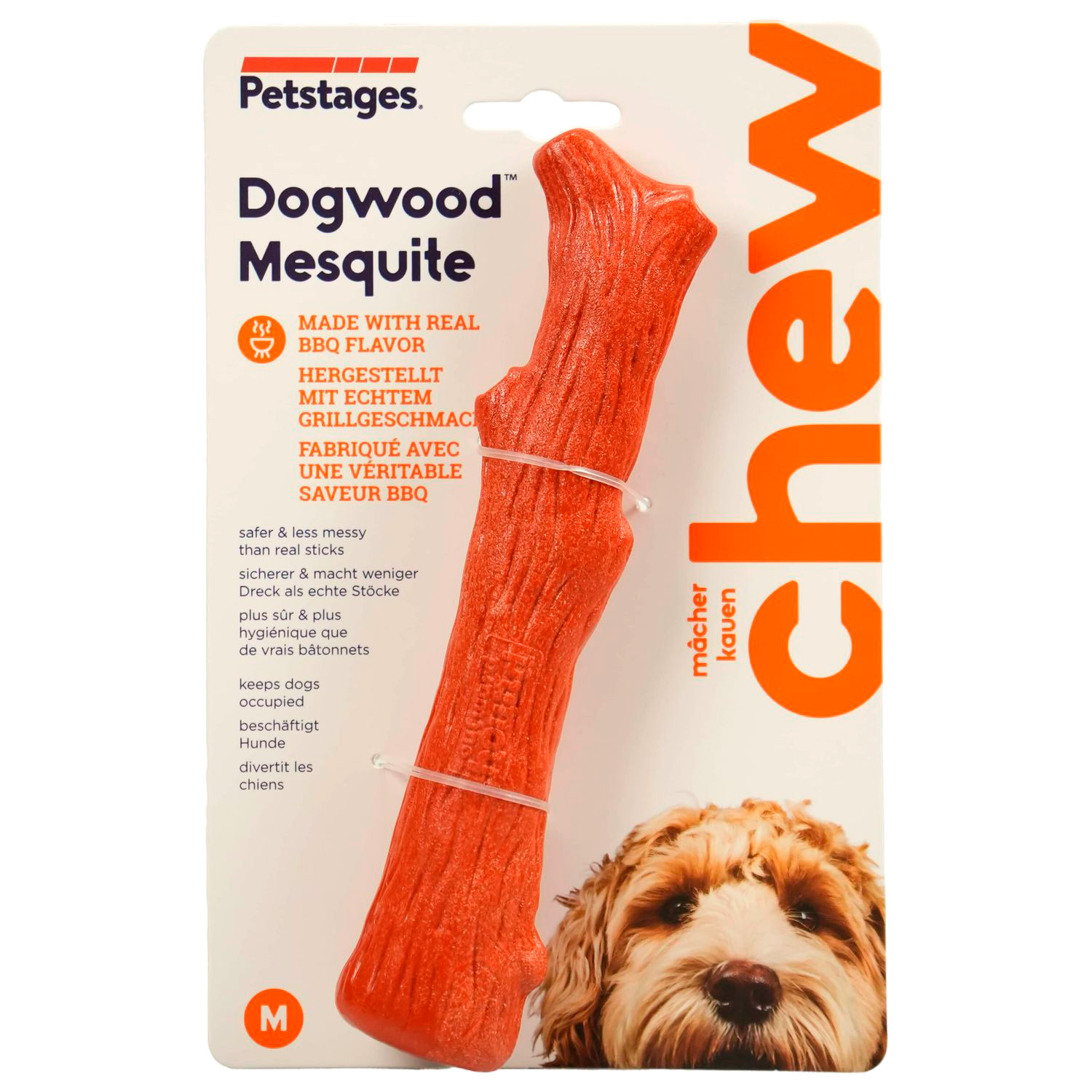 Petstages игрушка для собак Mesquite Dogwood с ароматом барбекю 18 см средняя