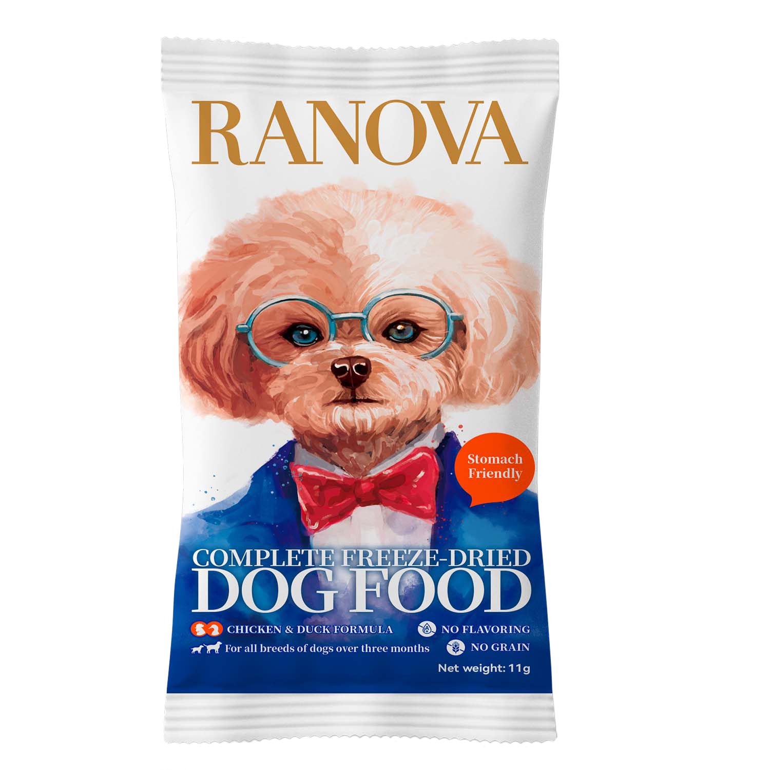 Полнорационный сухой (сублимированный) корм Ranova для собак с курицей и уткой, 11 г