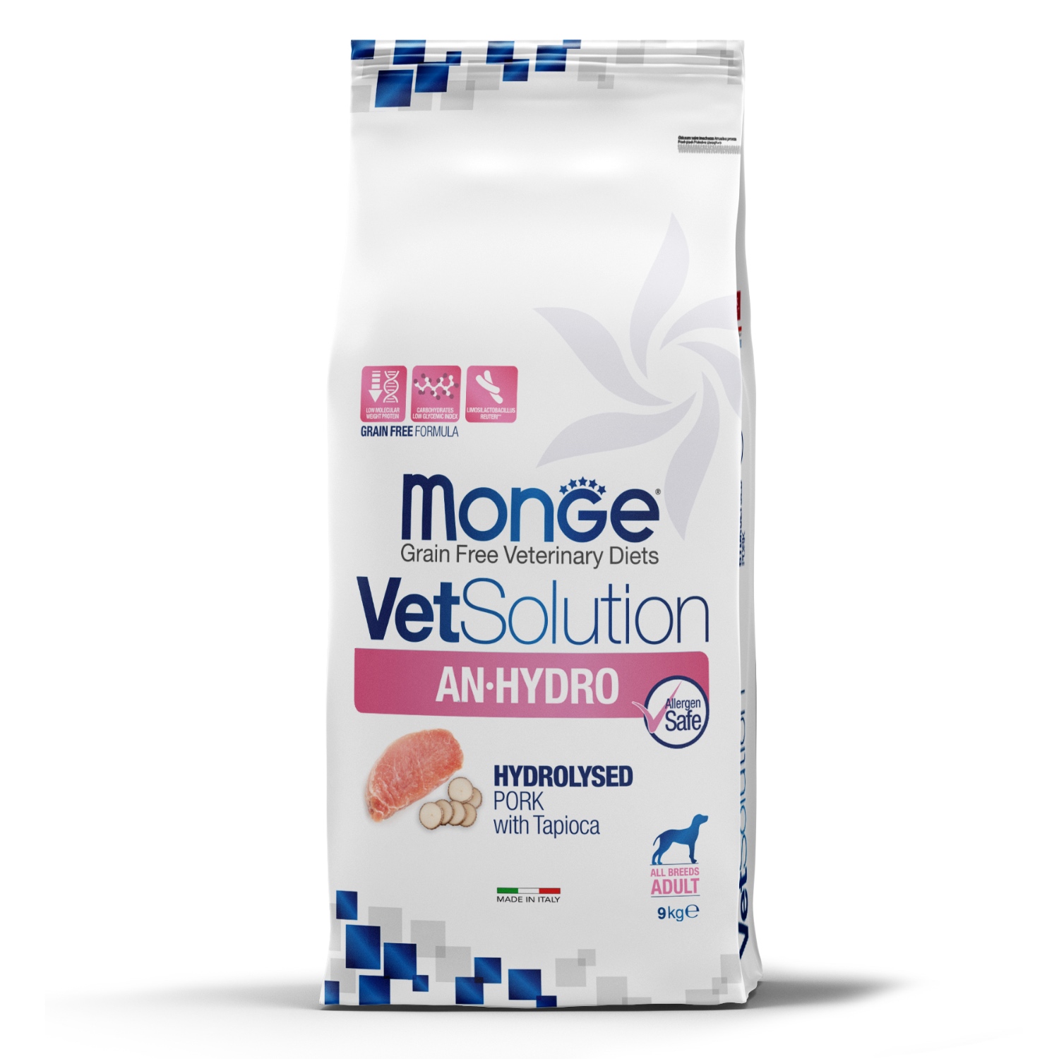 Диетический корм Monge VetSolution Dog An-Hydro ан-гидро для собак при пищевой непереносимости 9 кг