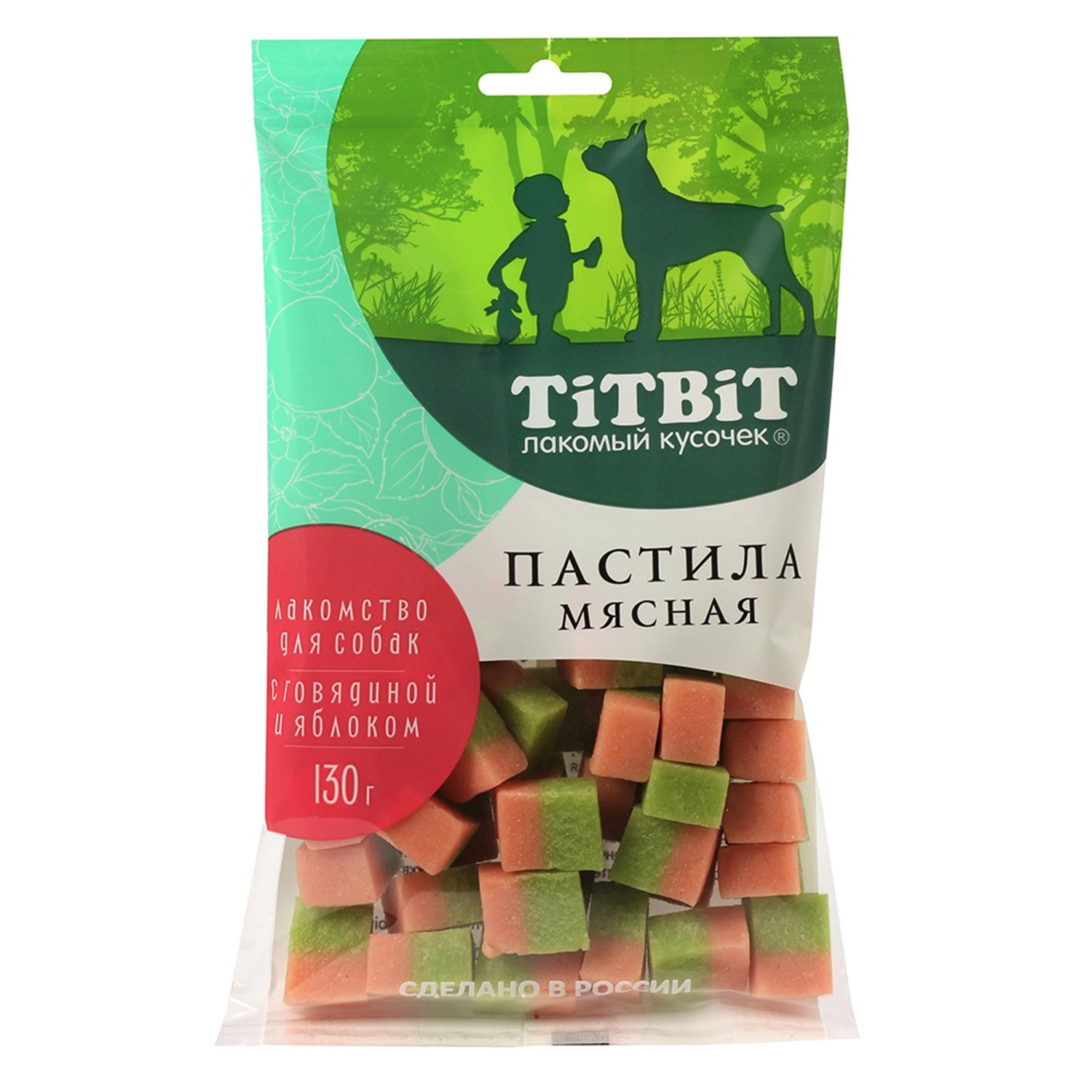 Лакомство TiTBiT Пастила мясная с говядиной и яблоком Лакомство для собак 130 г
