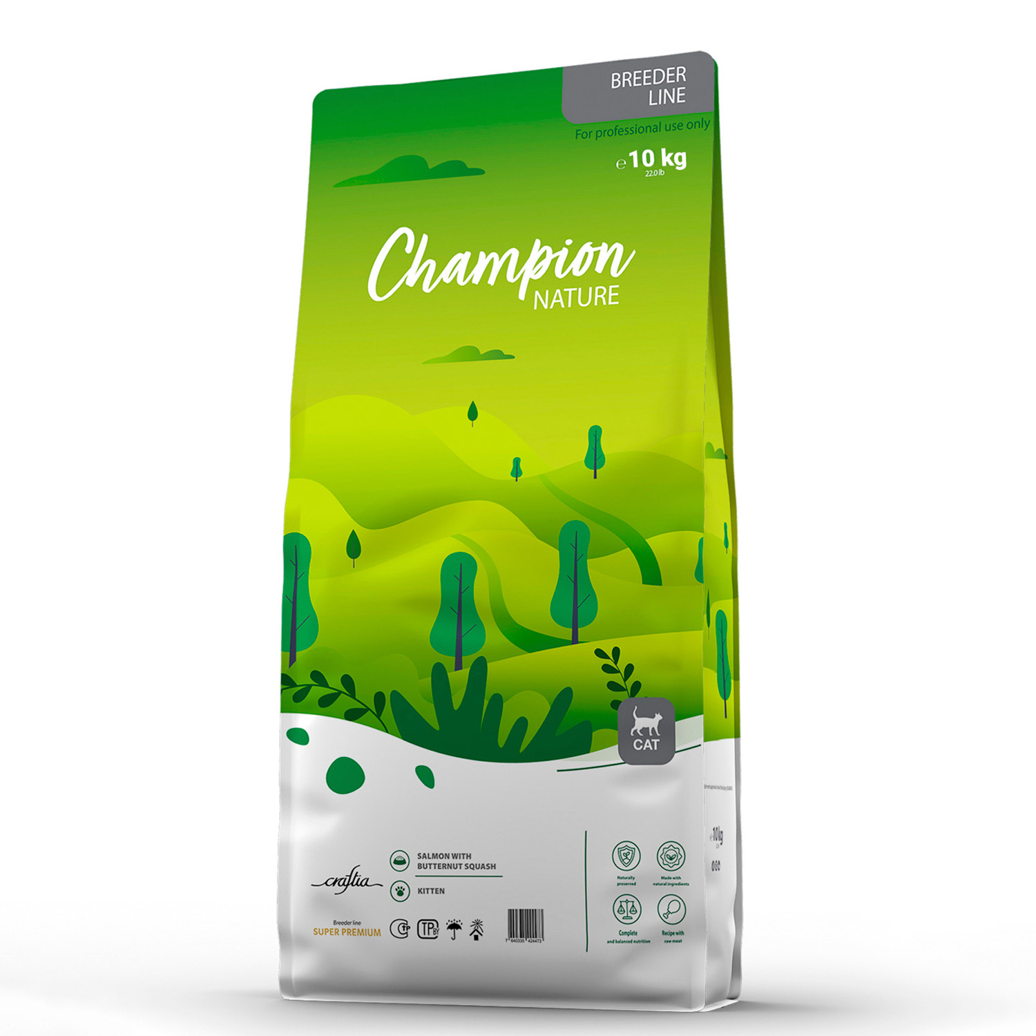 Сухой корм CRAFTIA CHAMPION NATURE SUPER для котят из лосося с мускатной тыквой 10 кг