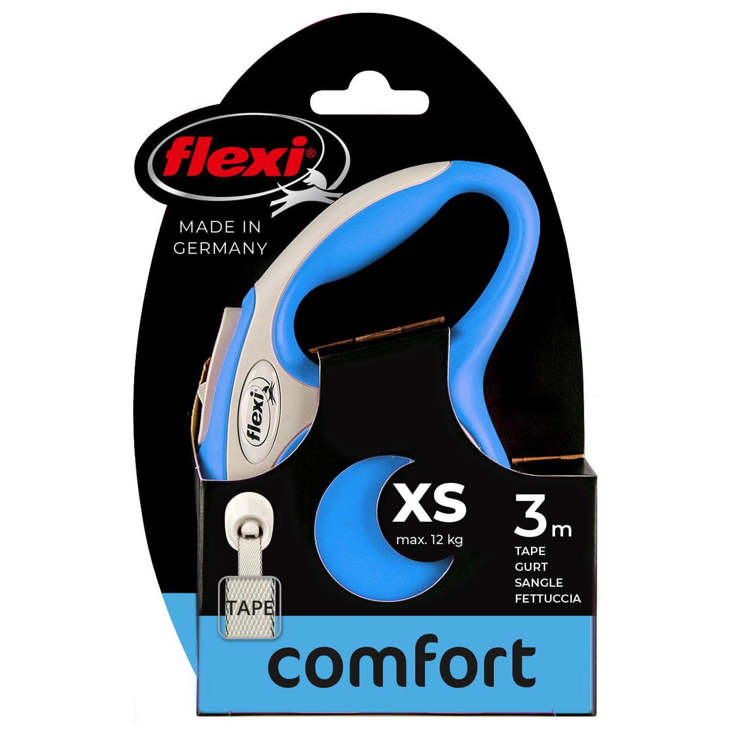 flexi рулетка NEW LINE Comfort XS (до 12 кг) лента 3 м серый/синий