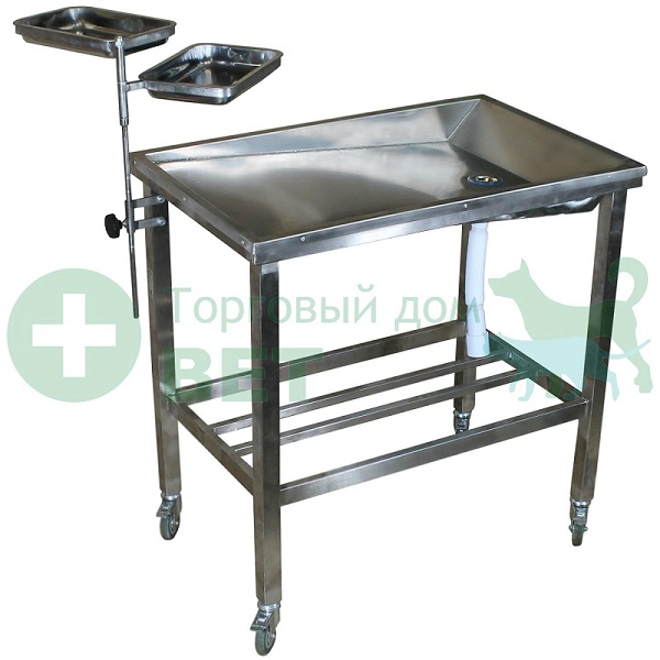 ТД ВЕТ Стол ветеринарный для вскрытия животных СВУ-61.02 нерж/краска 1200x780x800h мм (каркас белый)
