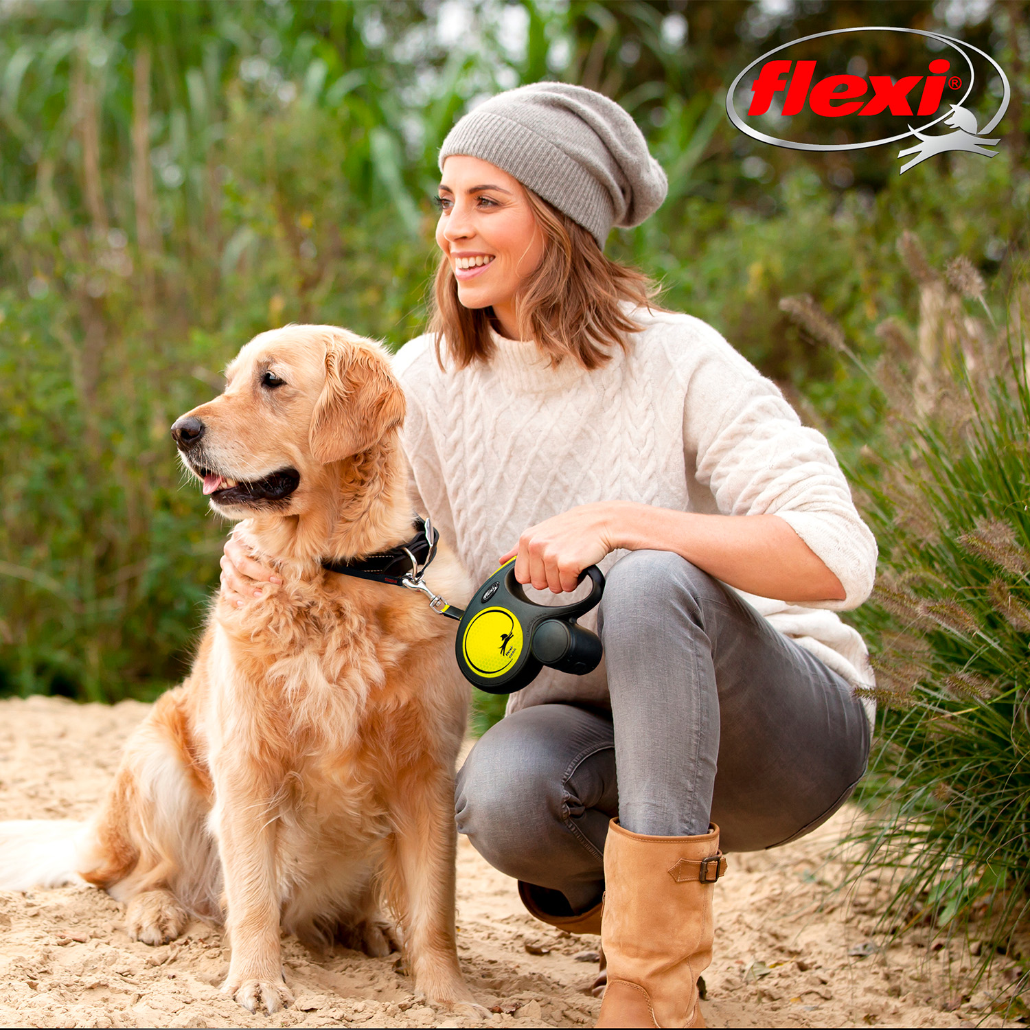 flexi рулетка Neon New L (до 50 кг) лента 5 м, светоотражающая, желтый неон