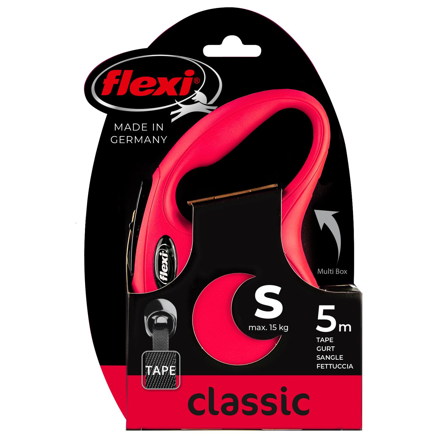 flexi рулетка New Classic S (до 15 кг) 5 м лента красная