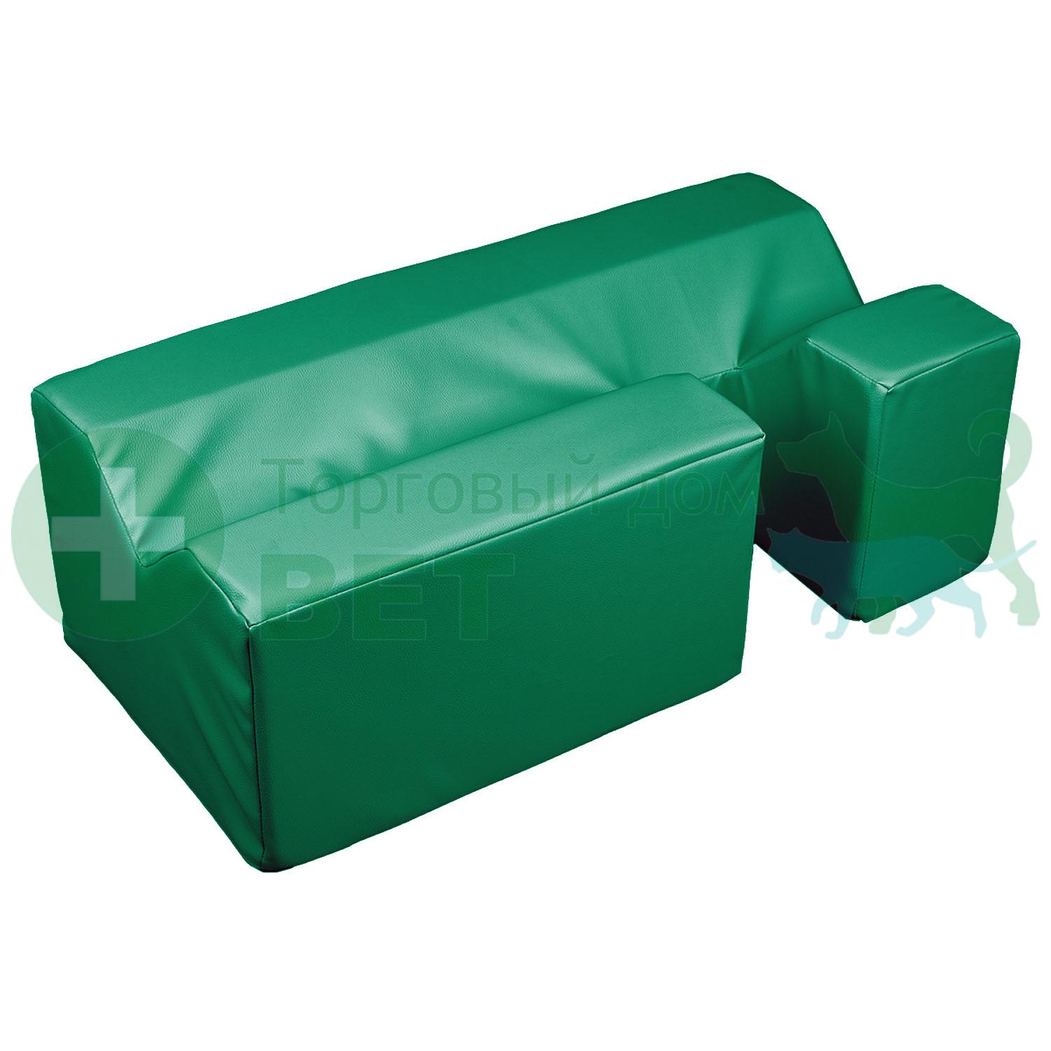 ТД ВЕТ Подушка для фиксации животных при кардио и узи-процедурах 900х450х300h мм (кож.зам. зелёный)