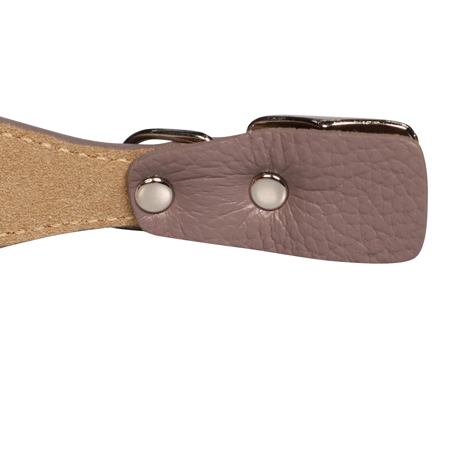 Ошейник Mr.Kranch для собак из натуральной кожи с QR-адресником 38-45см бежевый СКИДКА 40%