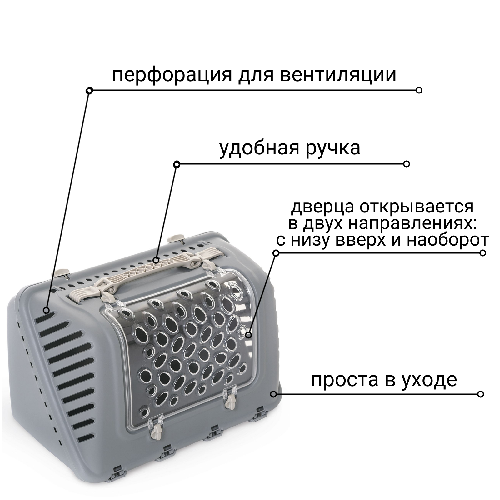 Переноска MPS P-BAG с плечевым ремнем, облегченная, 44,5×26,5x28см цвет серый