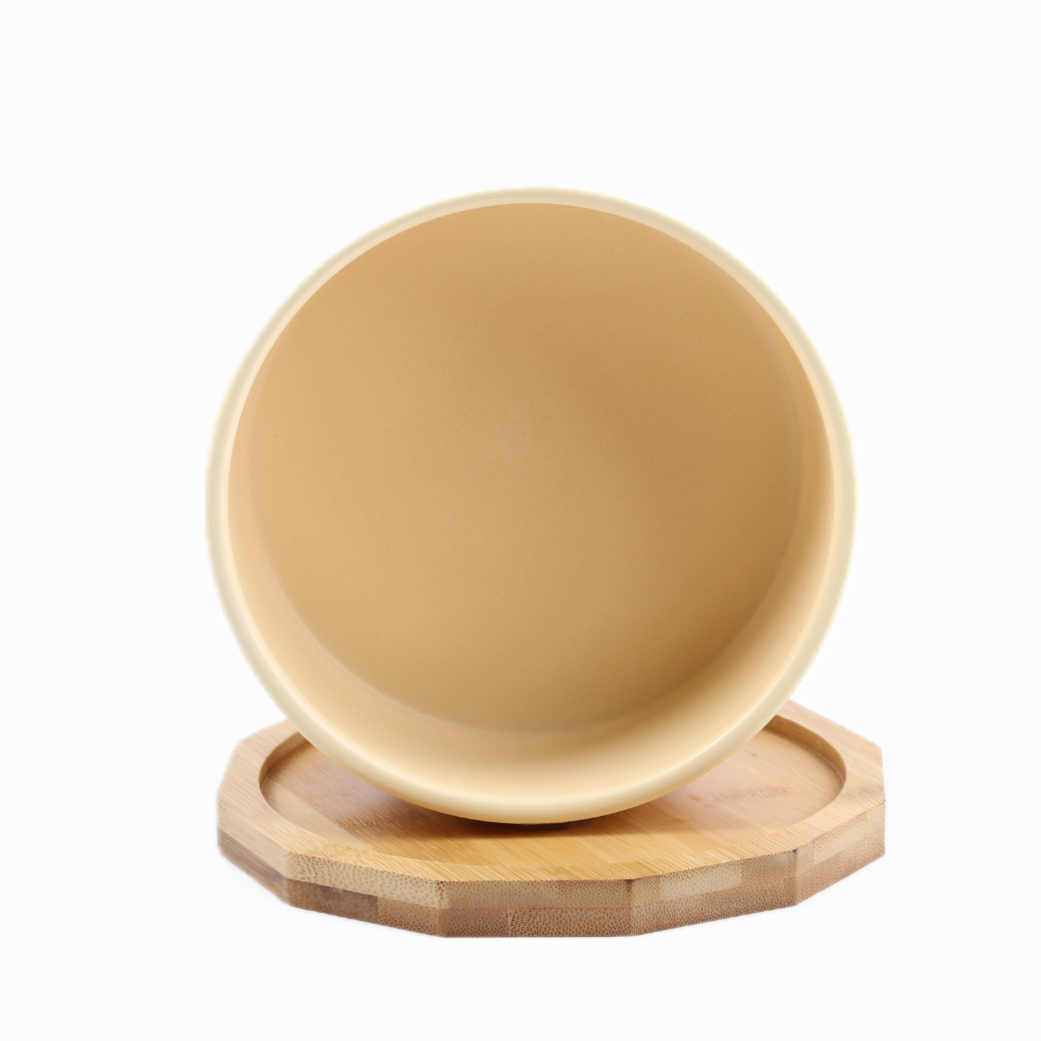 Миска Mr.Kranch Bamboo керамическая сливочная бамбуковой подставке 860 мл