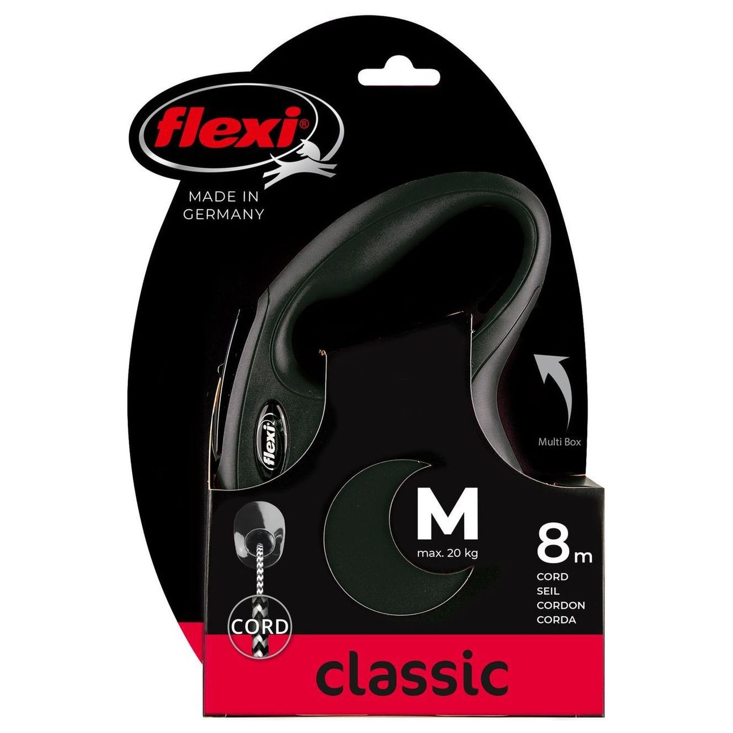 flexi рулетка New Classic M (до 20 кг) 8 м трос черная
