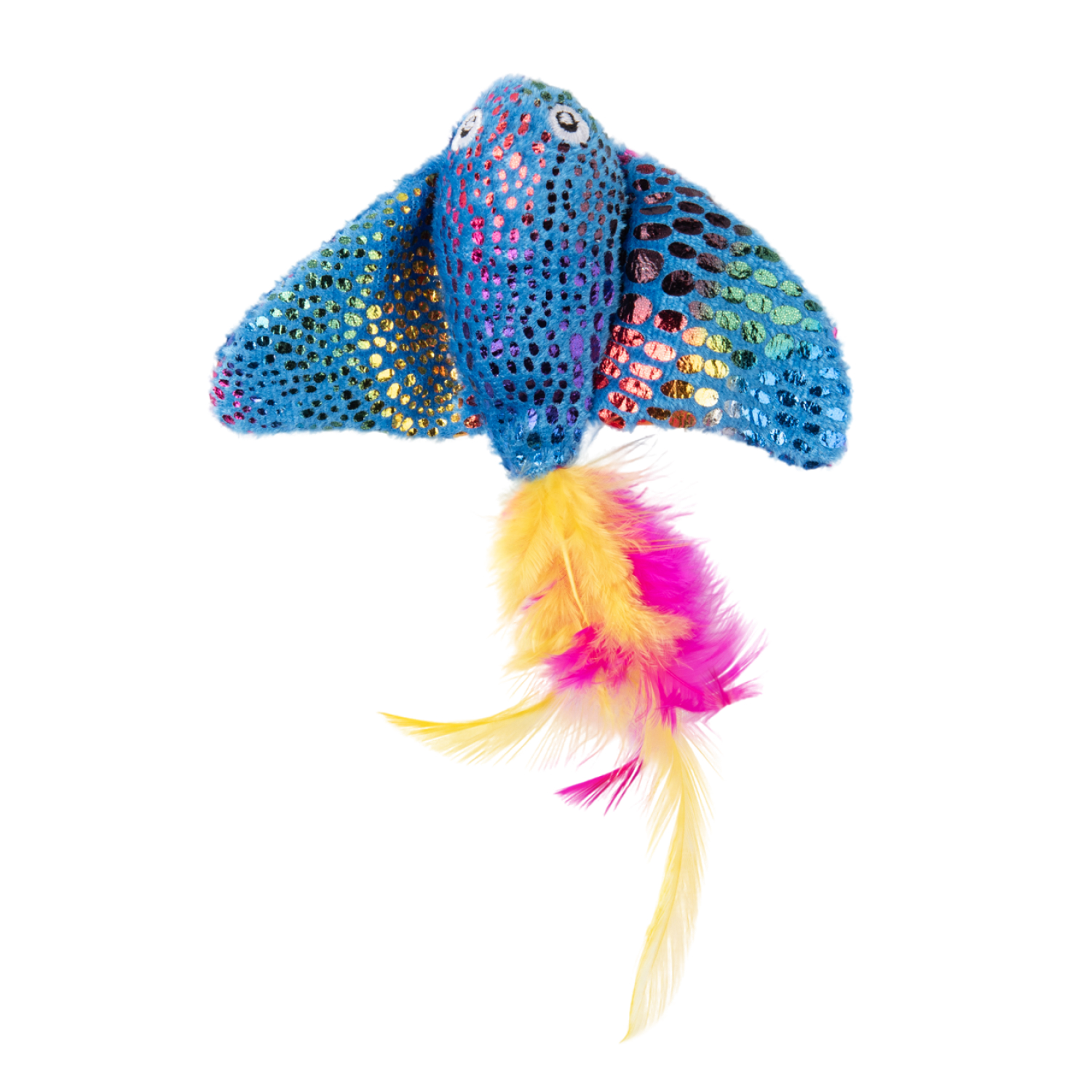 Игрушка Mr.Kranch для кошек Скат плюшевая с кошачьей мятой и перышками 16 см голубая