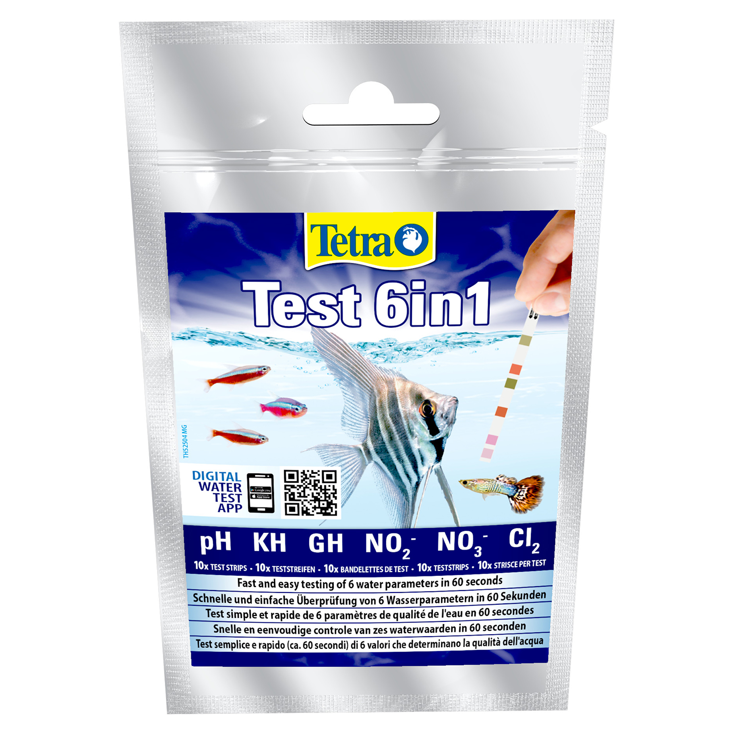 TetraTest 6 в 1 GH/KH/NO2/NO3/pH/Cl тестовые полоски для пресной воды 10 шт. СКИДКА 10%
