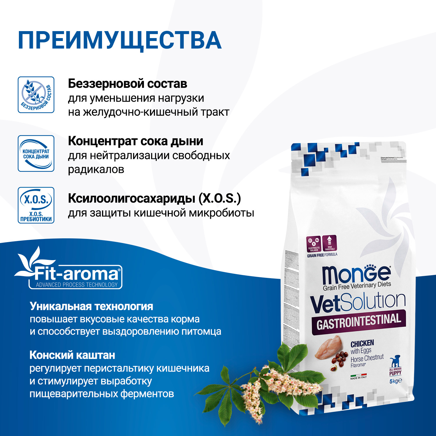 Диетический корм Monge VetSolution Dog Gastrointestinal Гастроинтестинал для щенков при заболеваниях ЖКТ 5 кг