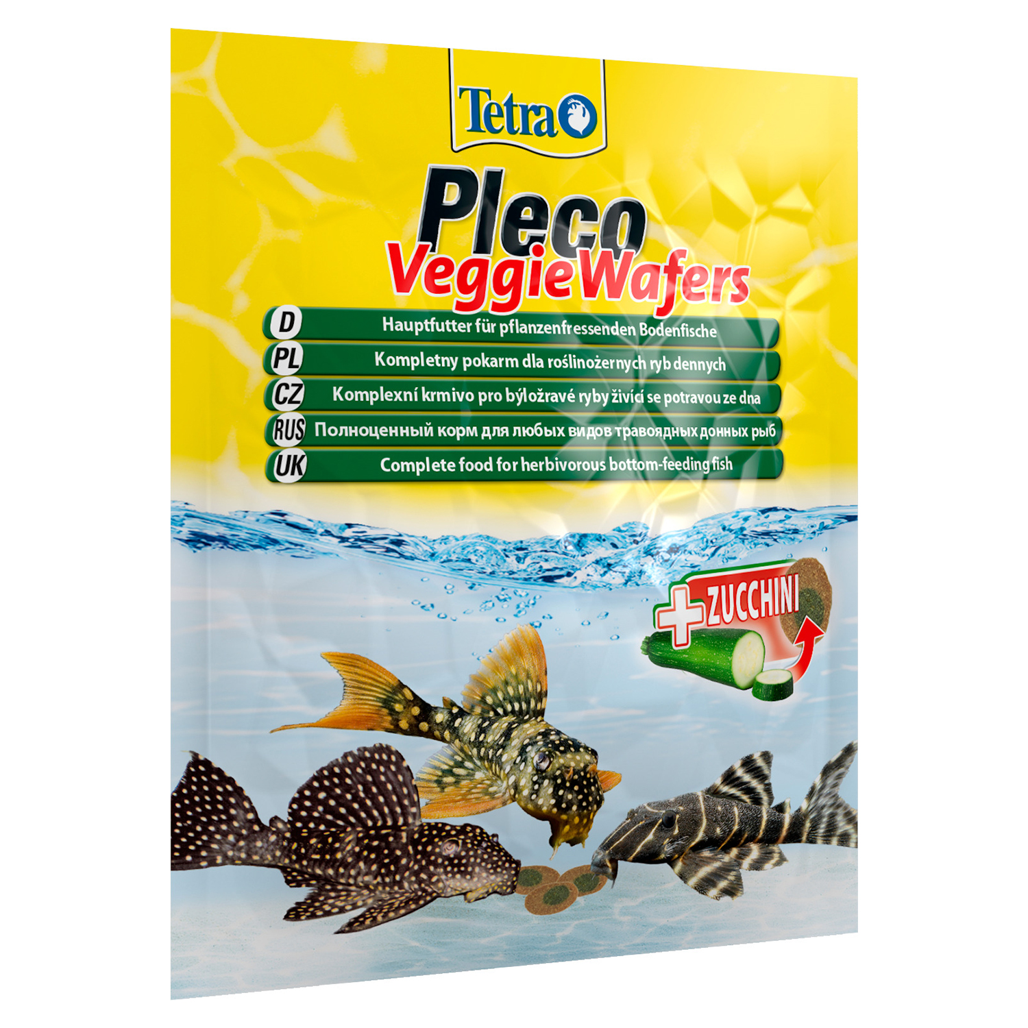 TetraPleco Veggie Wafers корм-пластинки с добавлением цуккини для донных рыб 15 г