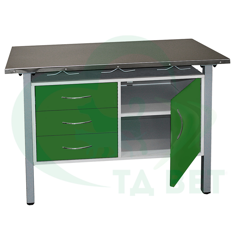 ТД ВЕТ Стол ветеринарный универсальный СВУ-3.07,столеш.нерж. сталь 1300х600х900 мм (фасад папоротник)