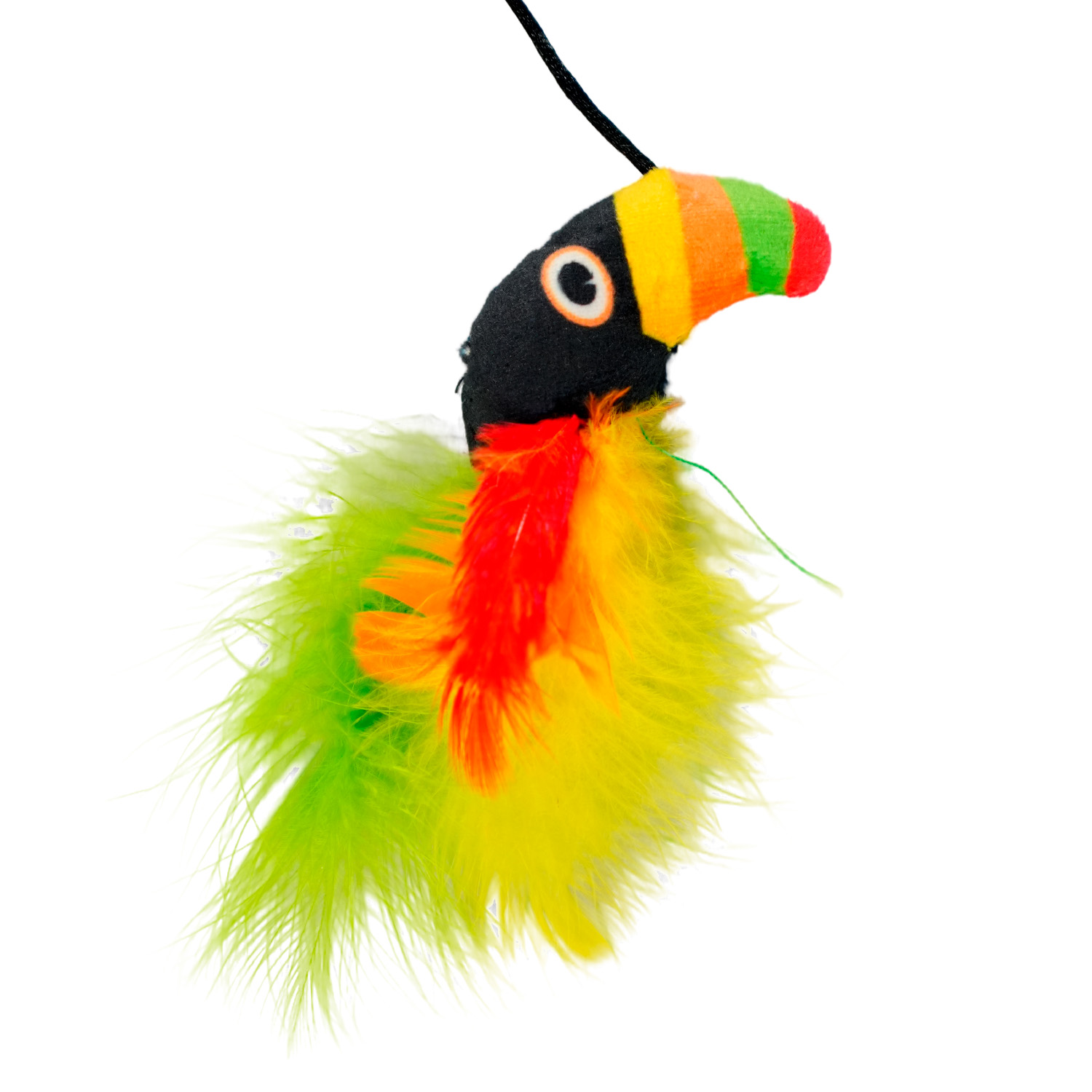 Игрушка-дразнилка Mr.Kranch для кошек Тукан плюшевая с кошачьей мятой и перышками 17 см зеленая