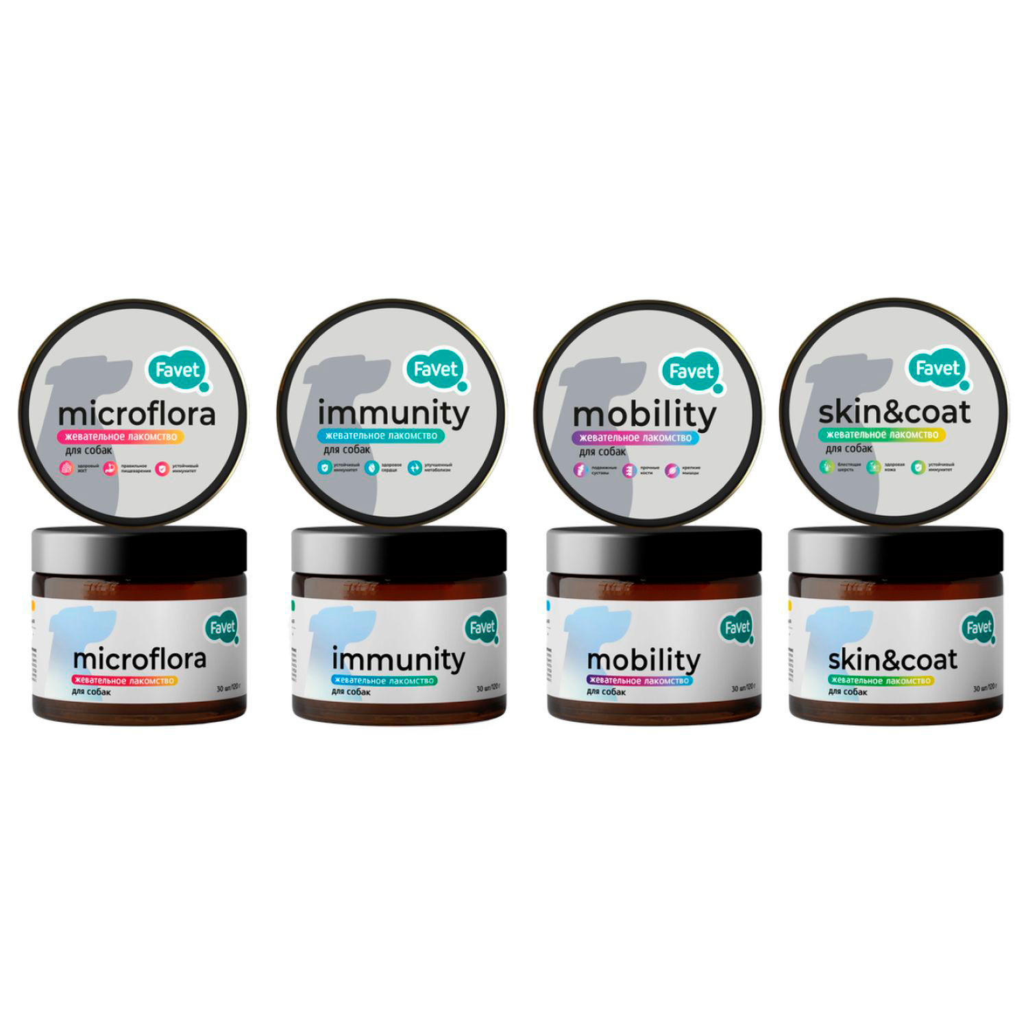 Favet Функциональное лакомство SuperFlora Soft Chews для пищеварительной системы для собак, 120г