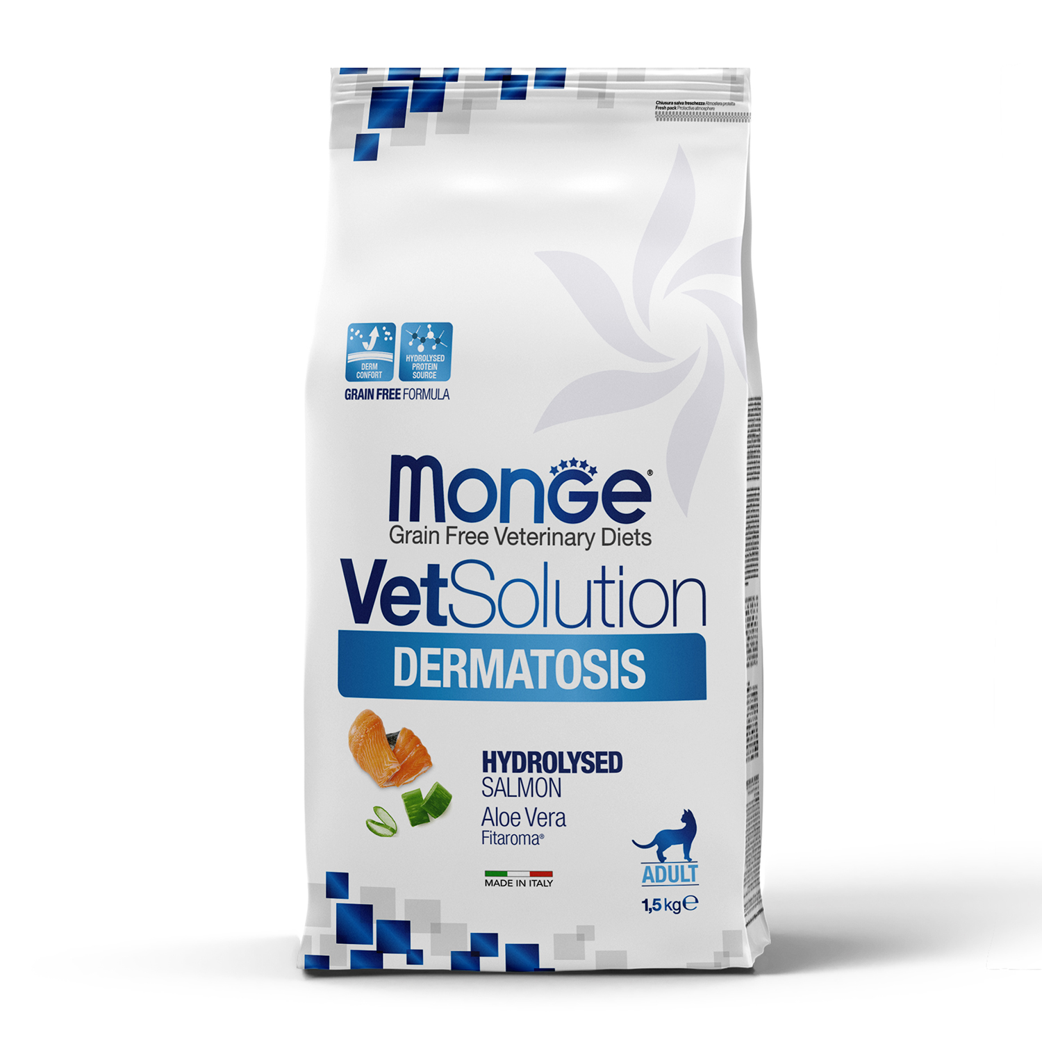Диетический корм Monge VetSolution Cat Dermatosis Дерматозис для кошек при заболеваниях кожи 1,5 кг