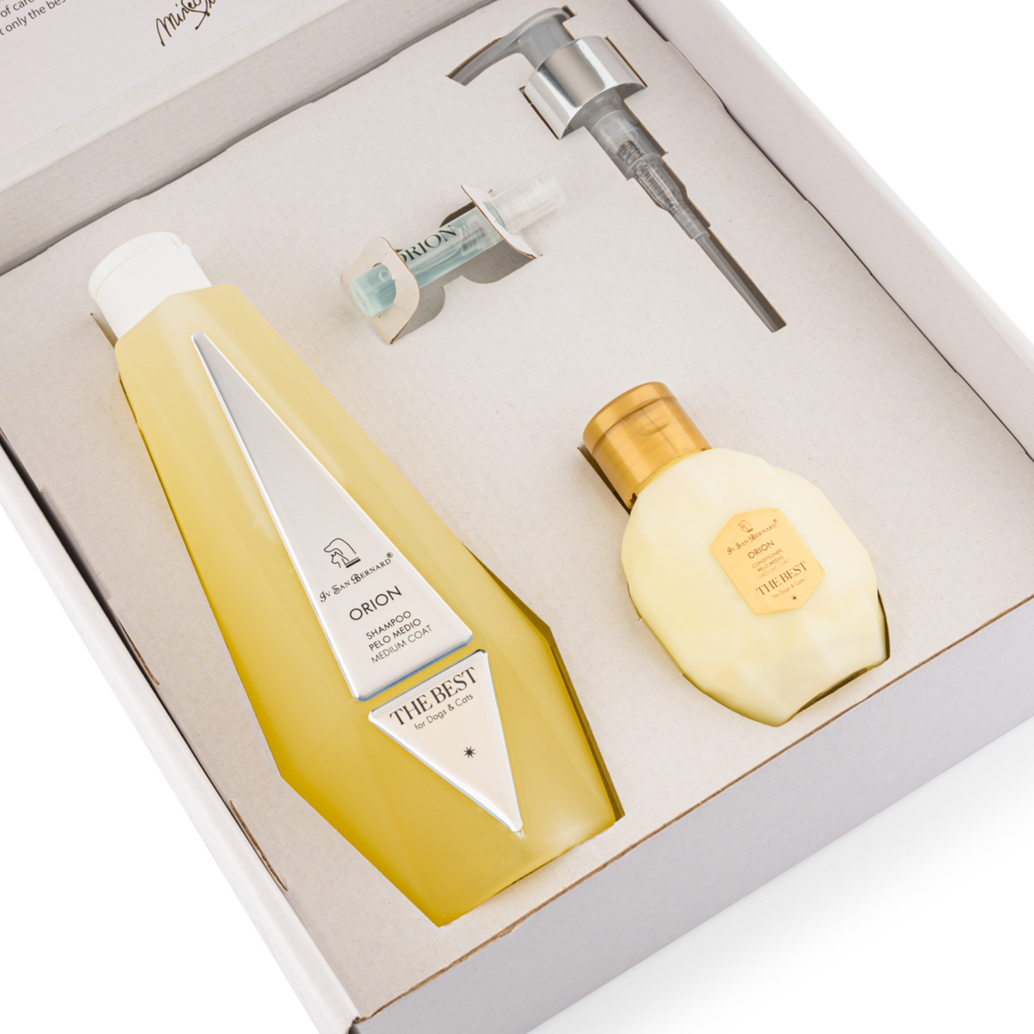 ISB The Best line Набор Orion шампунь для средней шерсти 550 мл, кондиционер 120 мл + парфюм 2 мл в подарок СКИДКА 40%