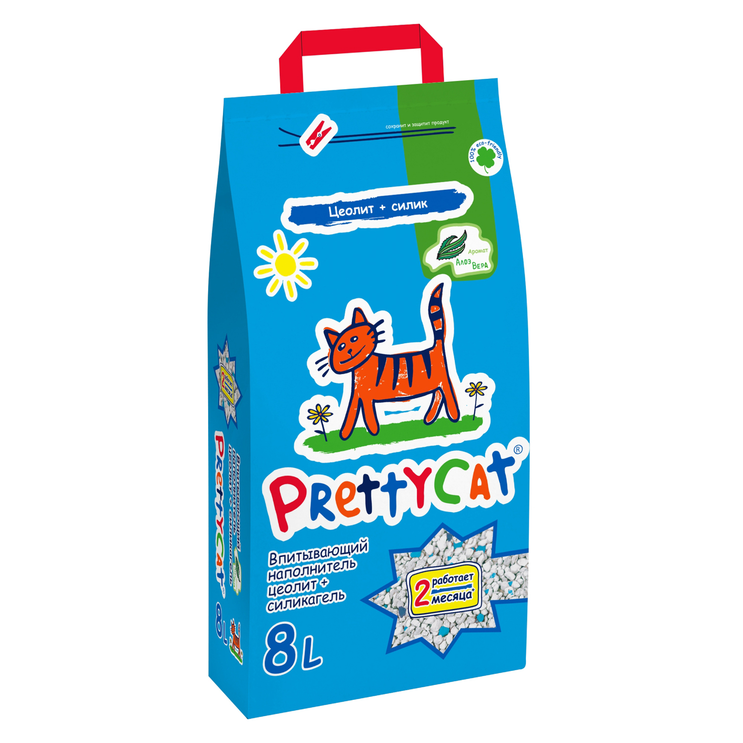 Наполнитель PrettyCat впитывающий глиняный "Naturel" с ароматом алоэ 4 кг (8 л)