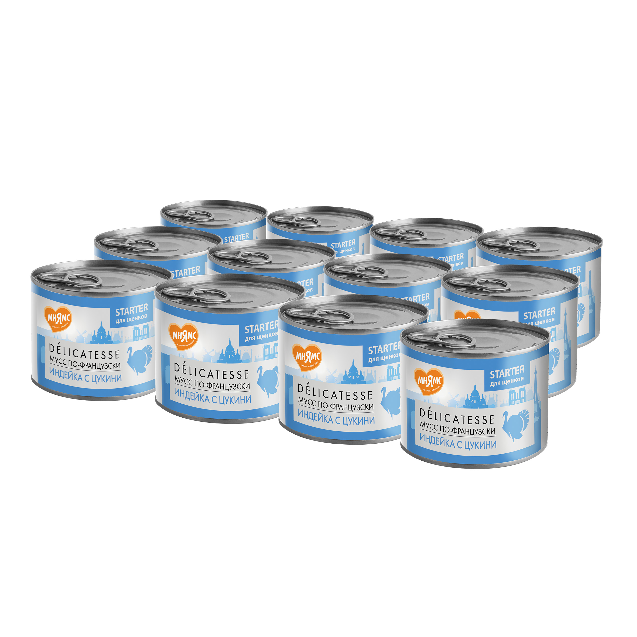 Влажный корм Мнямс Деликатес СТАРТЕР Паштет из индейки с цукини для щенков до 4 месяцев "Мусс по-французски" 200 г