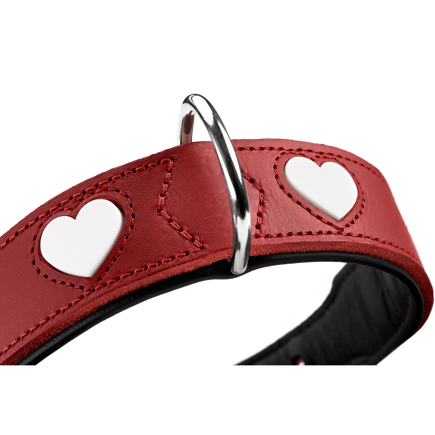 Hunter ошейник для собак Love M (41-49 см) натуральная кожа красный/белый СКИДКА 50%
