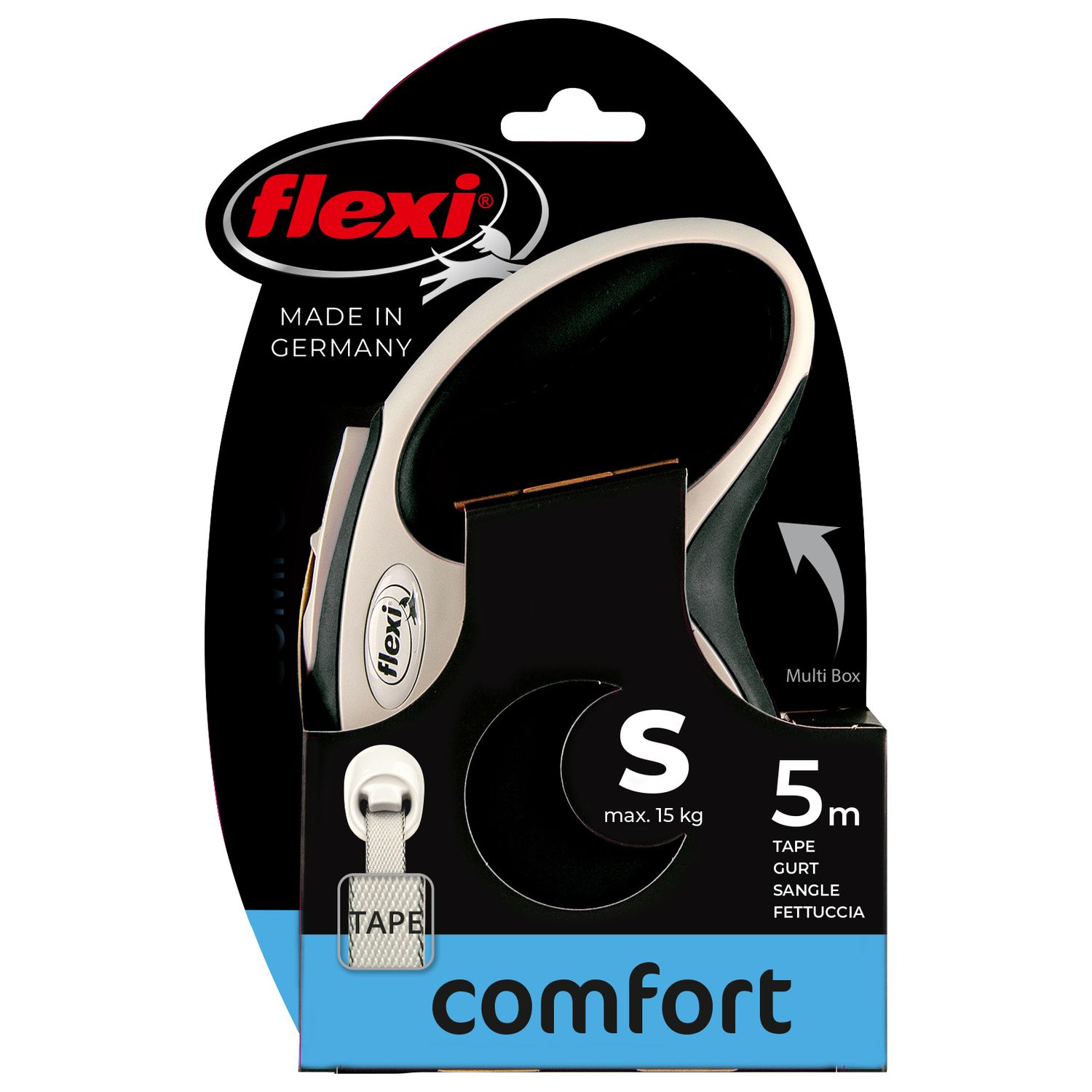 flexi рулетка NEW LINE Comfort S (до 15 кг) лента 5 м серый/черный