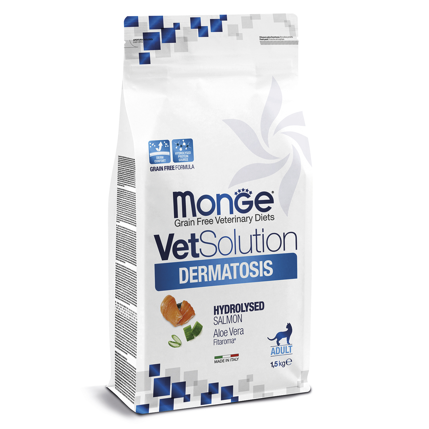 Диетический корм Monge VetSolution Cat Dermatosis Дерматозис для кошек при заболеваниях кожи 1,5 кг