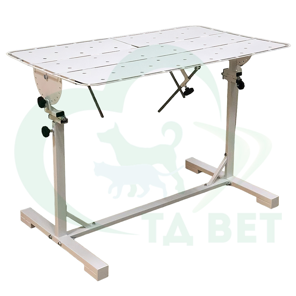 ТД ВЕТ Стол ветеринарный СВУ-27.01 /Классик/ 1260x760x900-1200h, по Виноградову, с рег. высоты и наклона, краска (каркас белый)