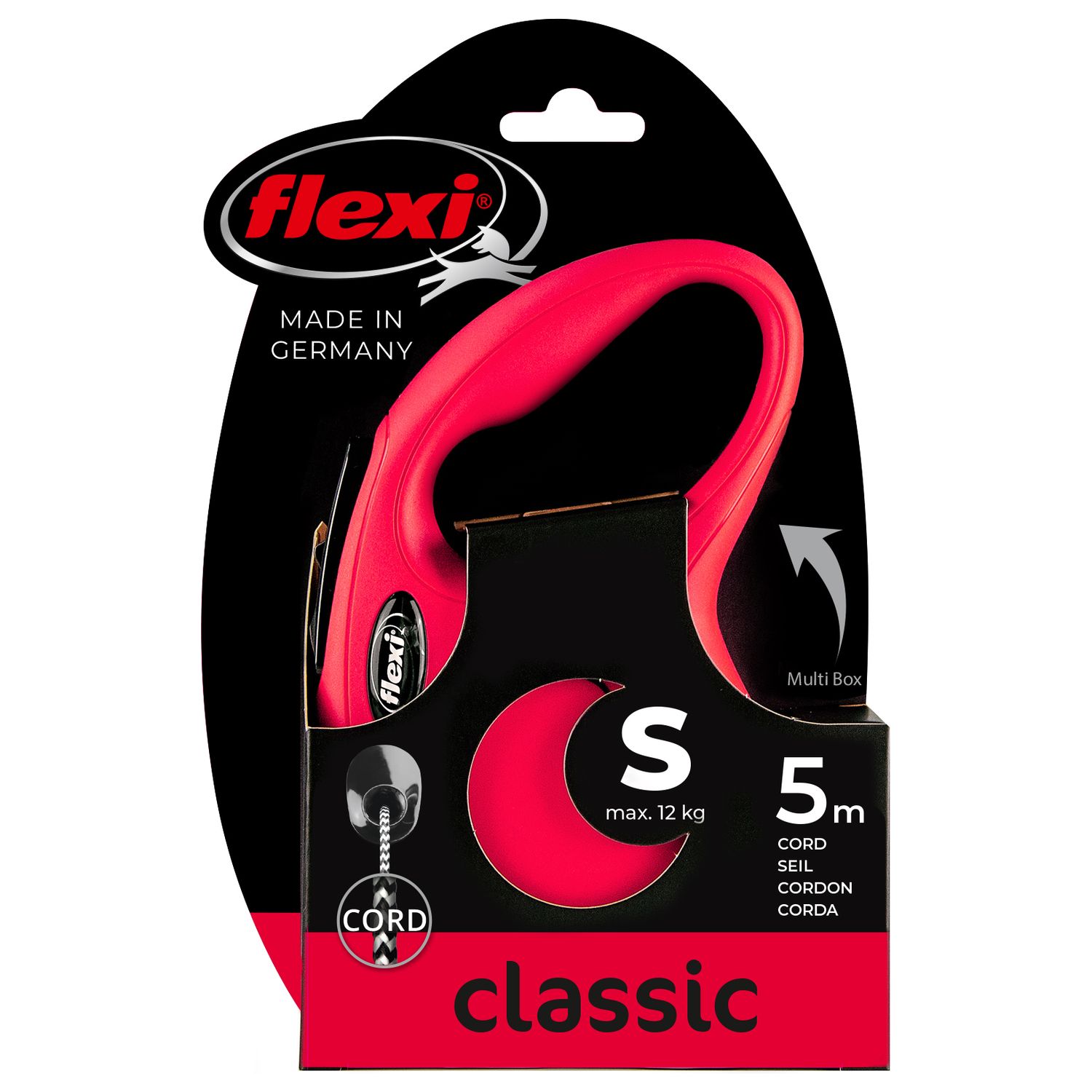 flexi рулетка New Classic S (до 12 кг) 5 м трос красная