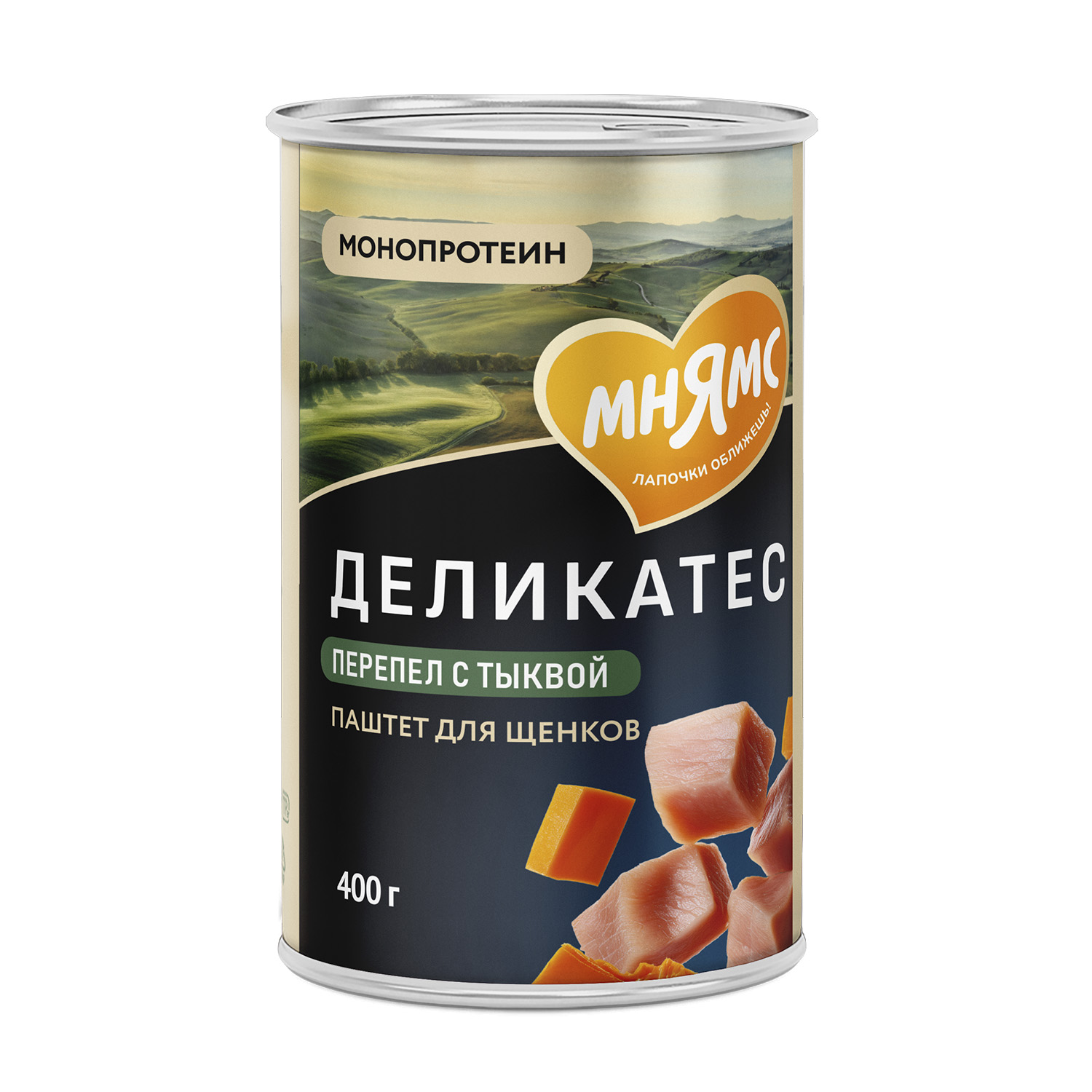 Влажный корм Мнямс Деликатес Паштет из перепёлки с тыквой для щенков всех пород "Потофё по-провански" 400 г