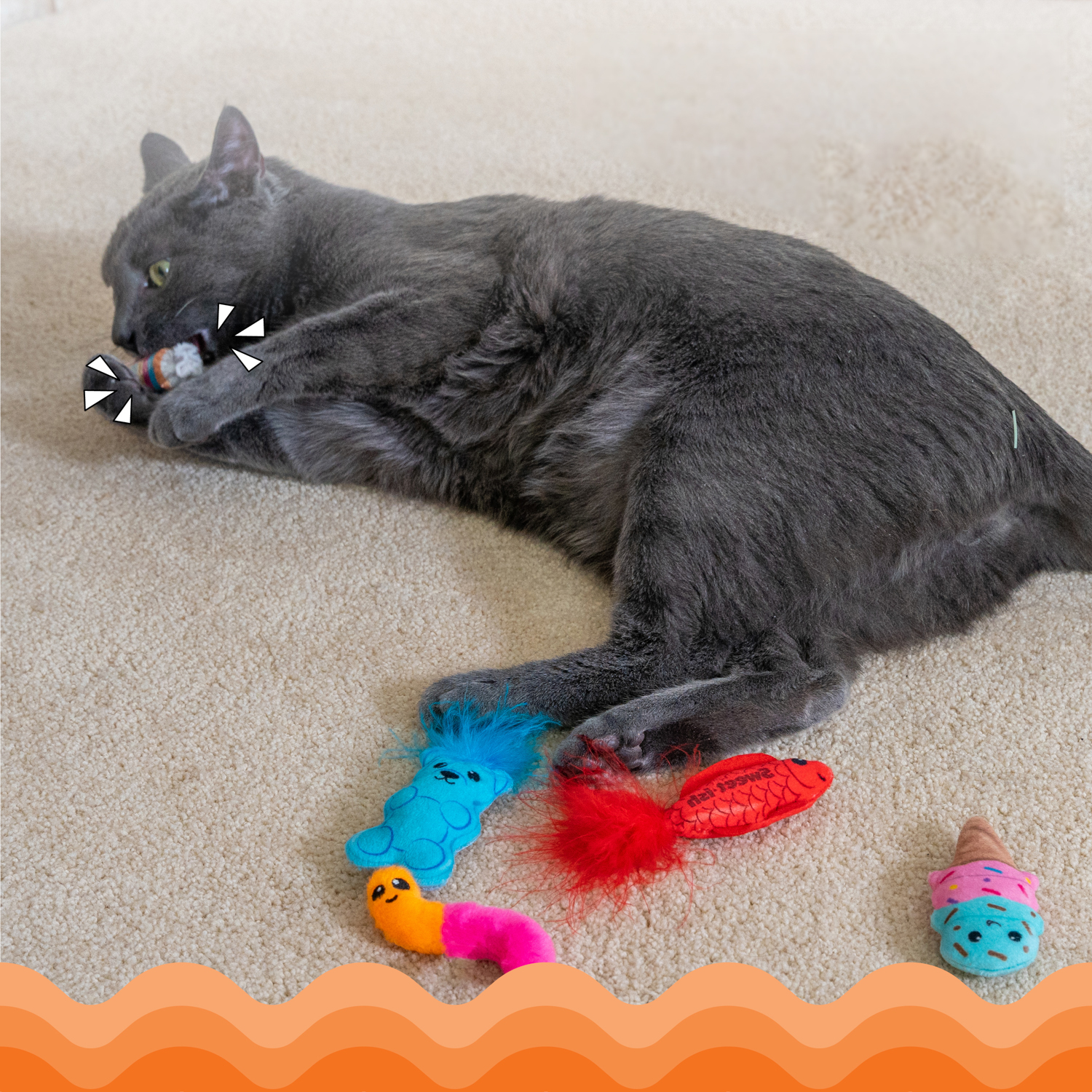 Игрушка Catstages Dental для кошек "Вкусняшки" с кошачьей мятой, 6 шт в комплекте СКИДКА 50%