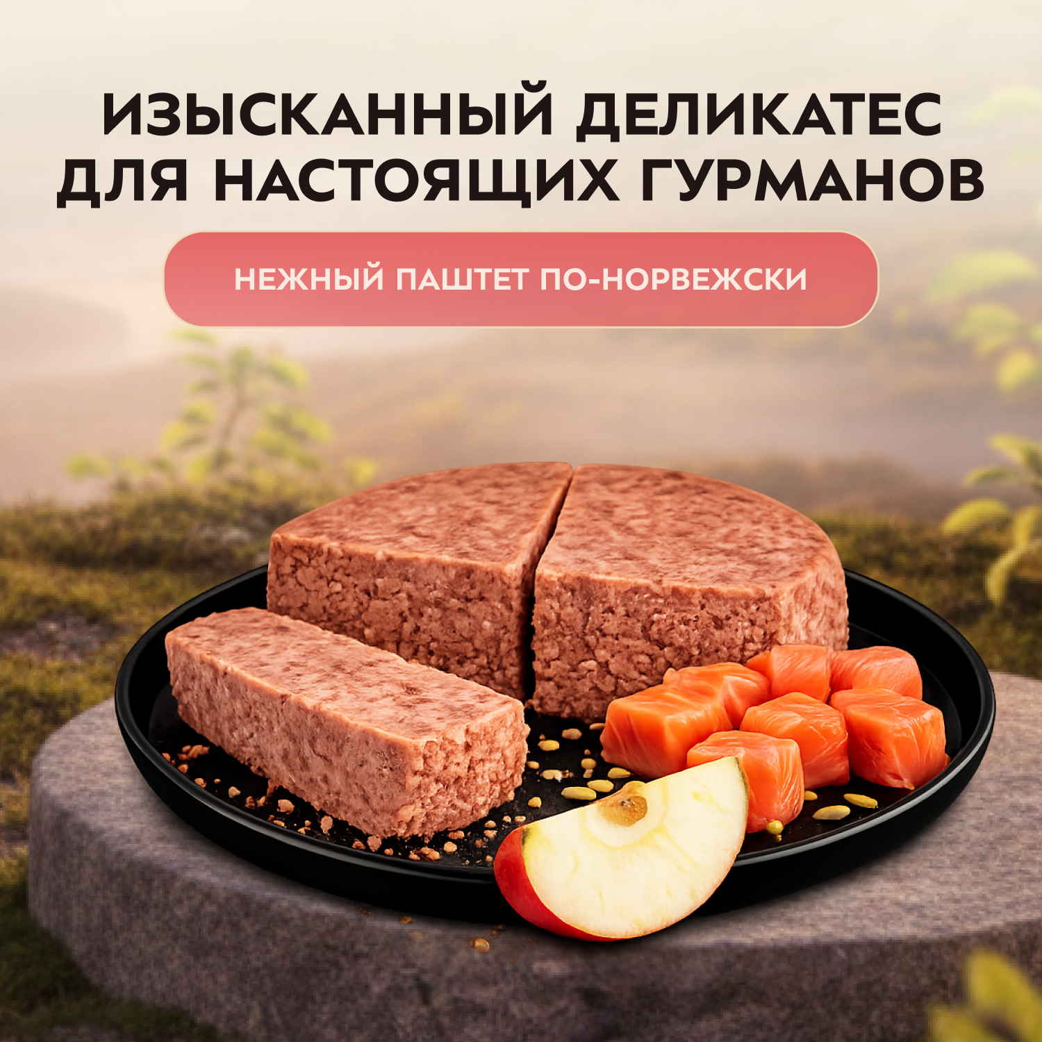 Влажный корм Мнямс Деликатес Лосось с яблоком для стерилизованных кошек "Паштет по-норвежски" 100 г