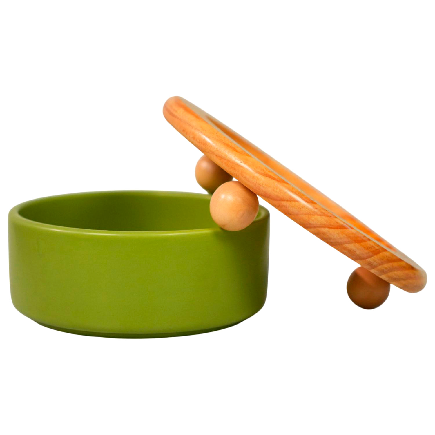 Миска Mr.Kranch Bamboo керамическая зеленая на бамбуковой подставке 850 мл