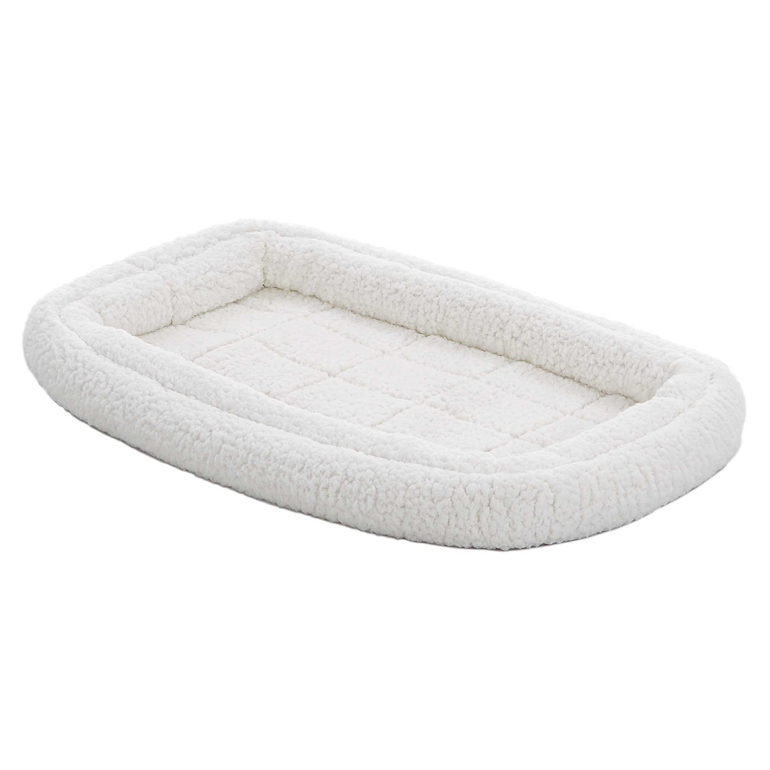 Лежанка MidWest Double Bolster для собак и кошек флисовая с двойным бортом 44х29 см, белая СКИДКА 40%