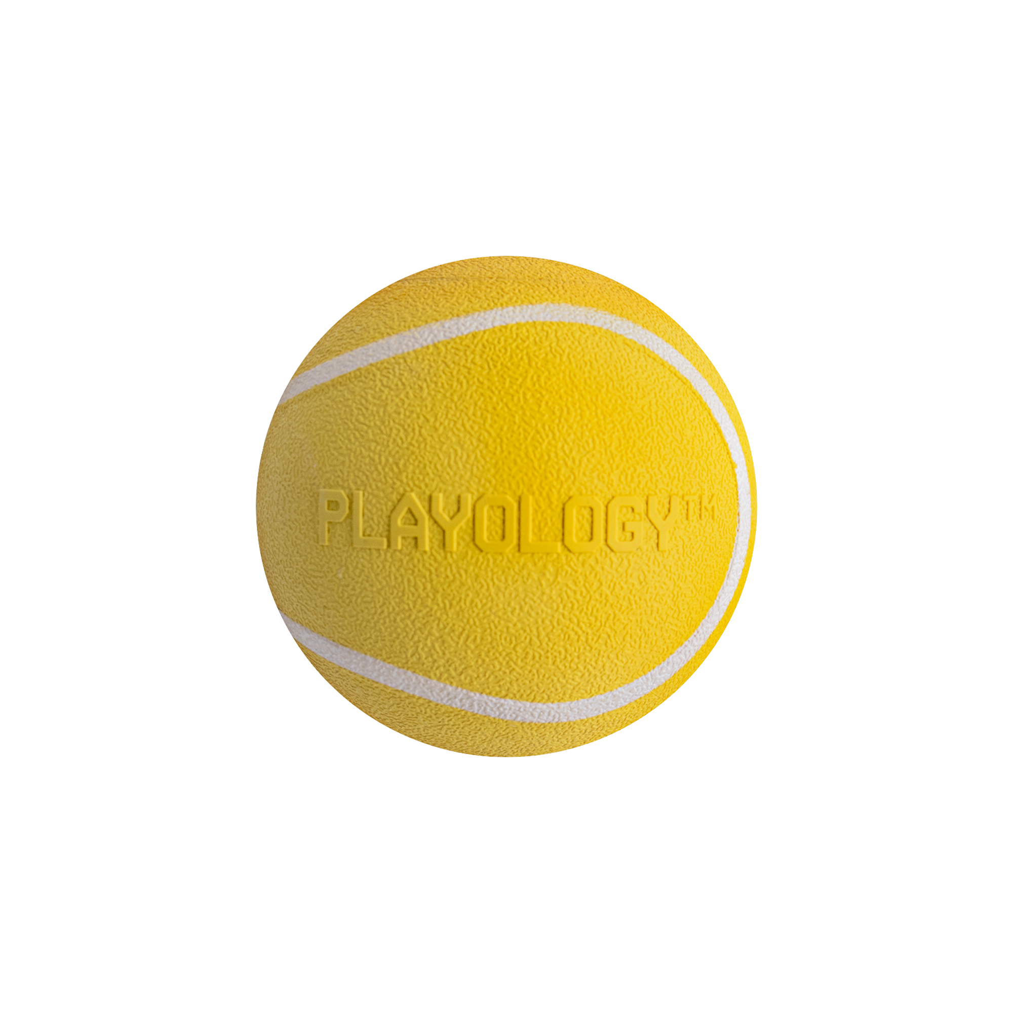 Playology жевательный мяч SQUEAKY CHEW BALL 8 см для собак средних и крупных пород с пищалкой и с ароматом курицы, цвет желтый