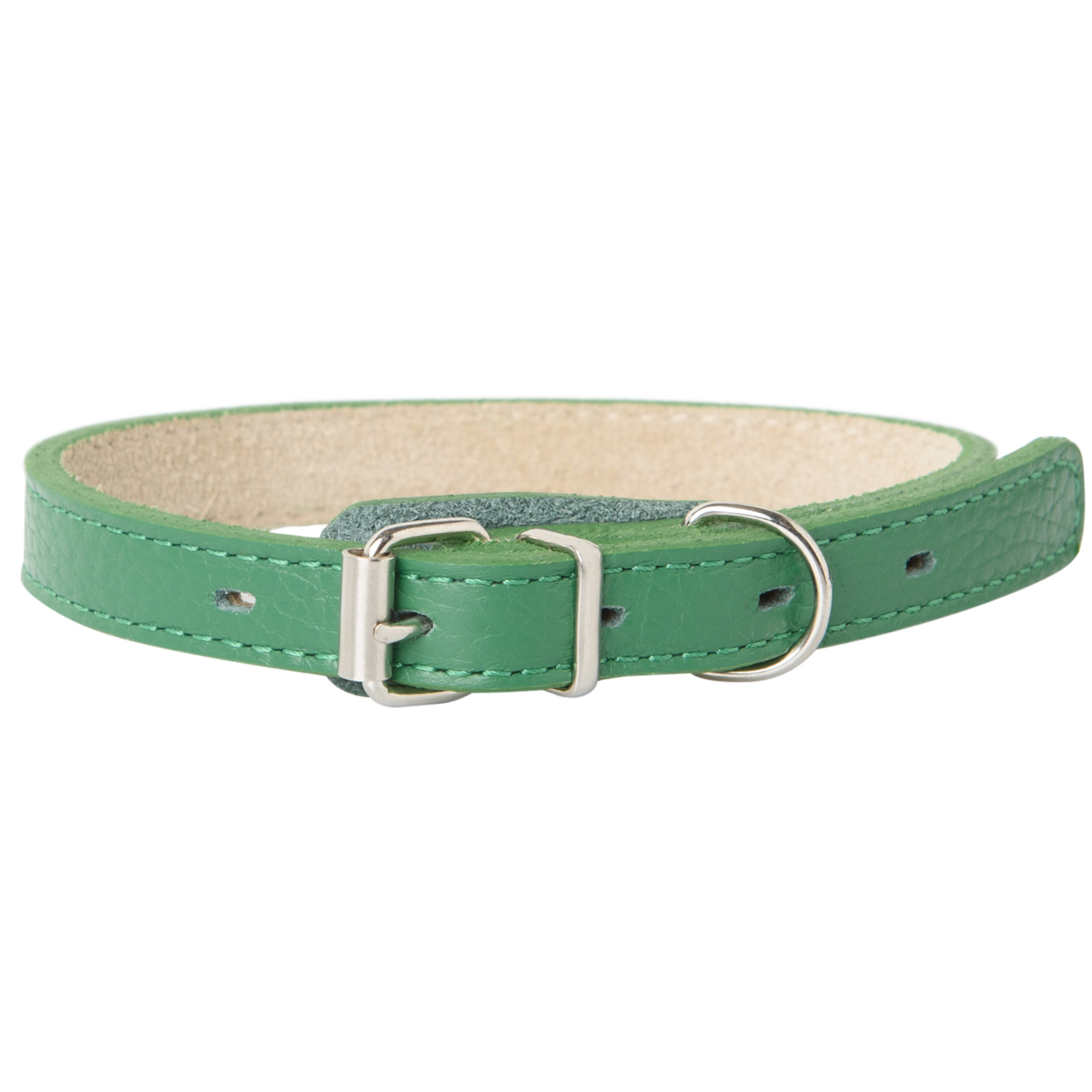 Ошейник Mr.Kranch для собак из натуральной кожи прямой 39-50см зеленый СКИДКА 50%