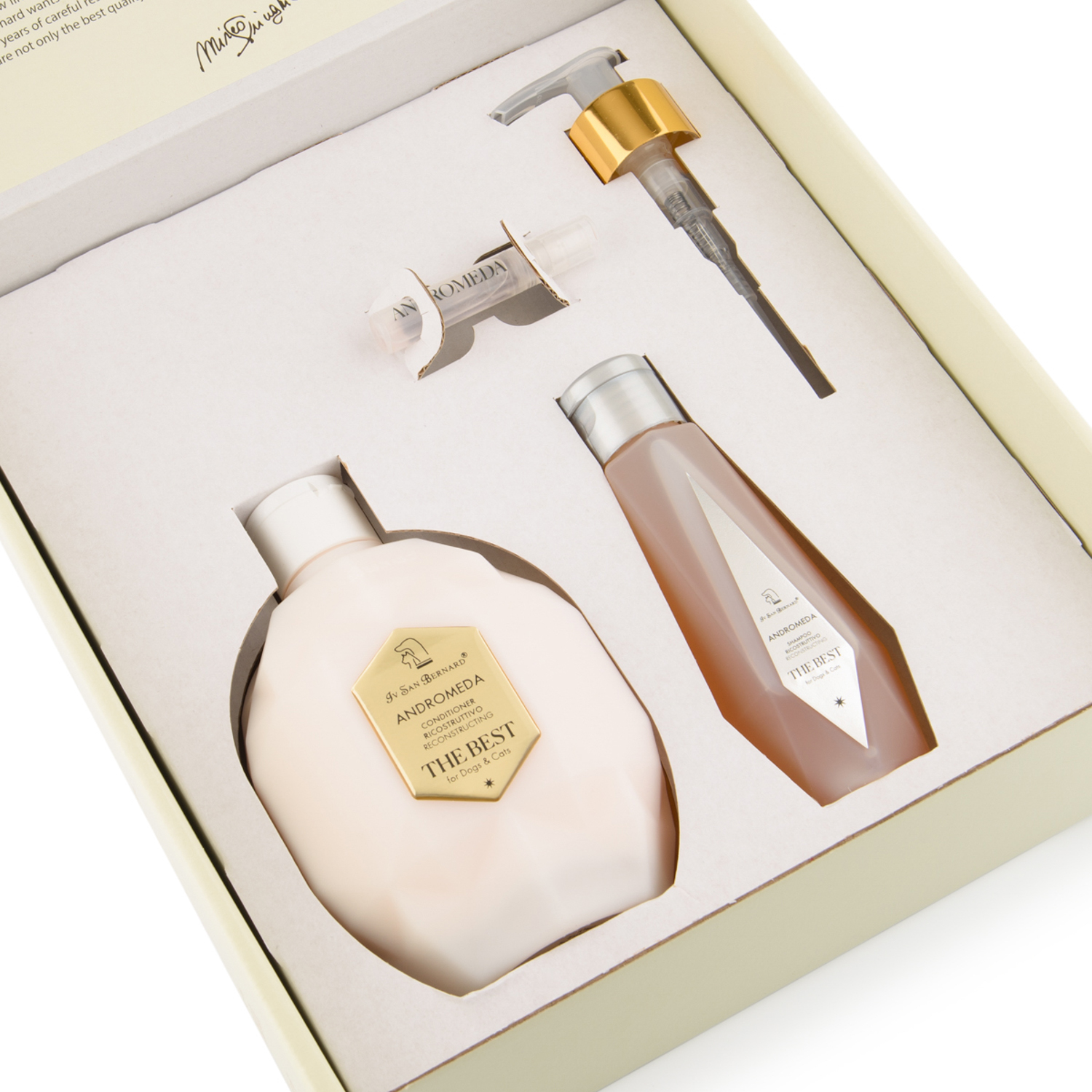 ISB The Best line Набор Andromeda кондиционер для выпадающей шерсти 500 мл, шампунь 120 мл + парфюм 2 мл в подарок СКИДКА 40%